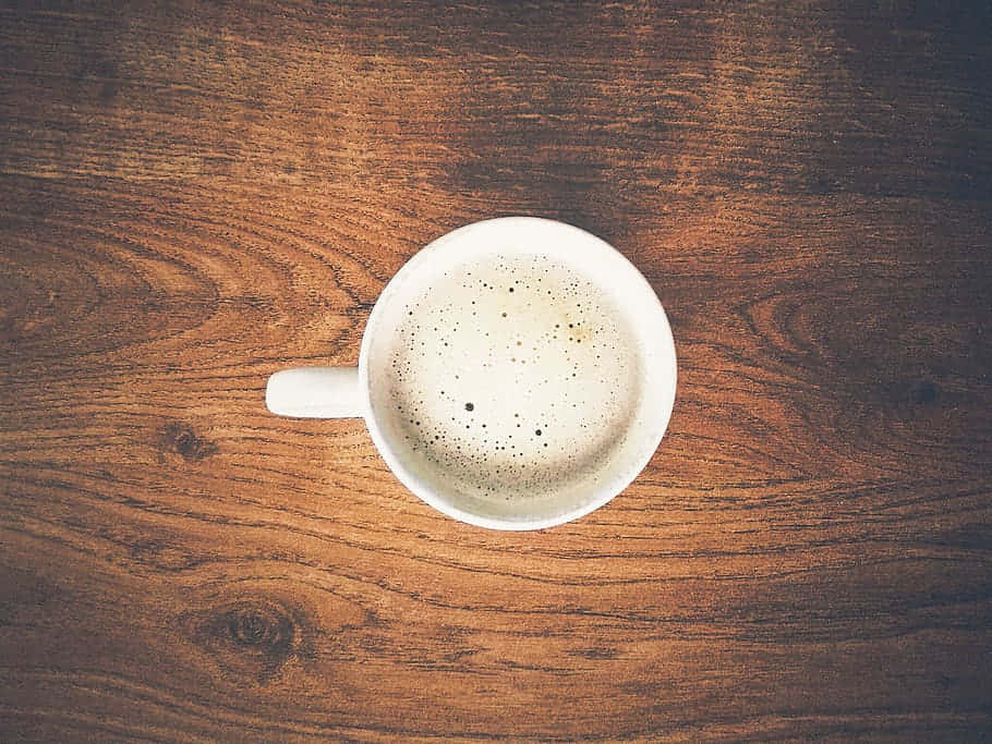 milk and coffee, white ceramic mug, frothy coffee, SD Desktop Wallpaper