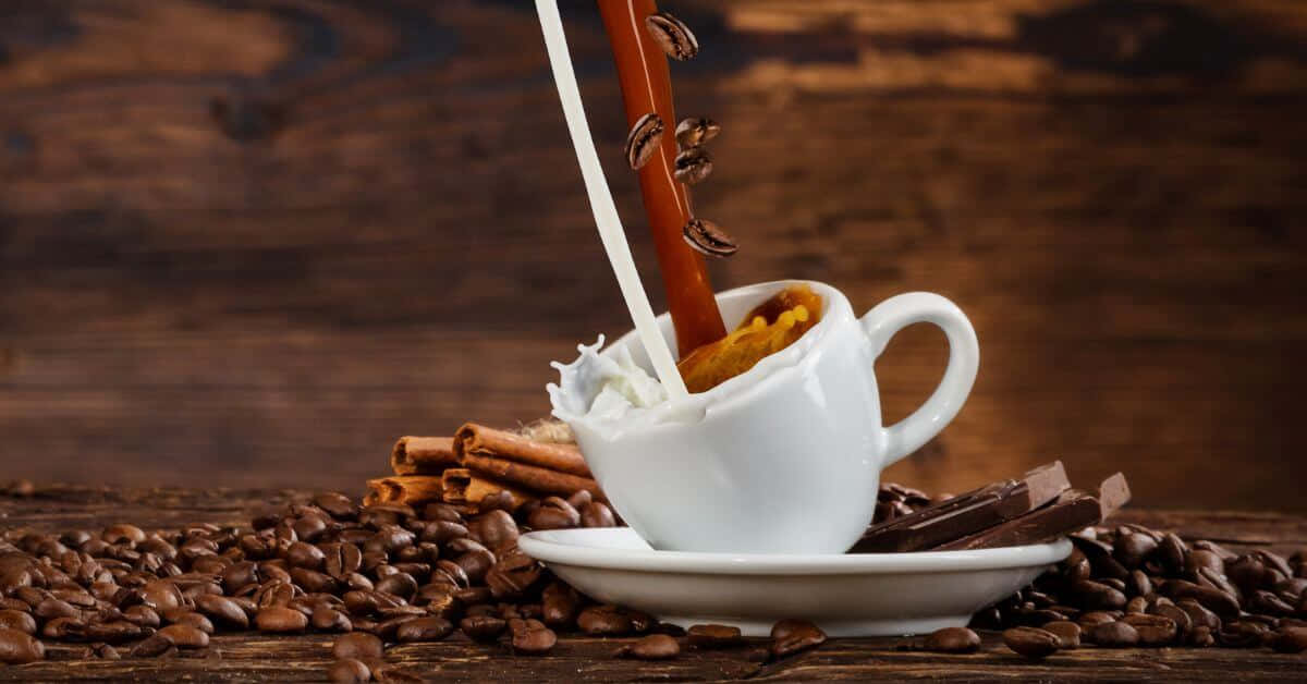 Milk And Coffee, white coffee cup, cream, SD Desktop Wallpaper