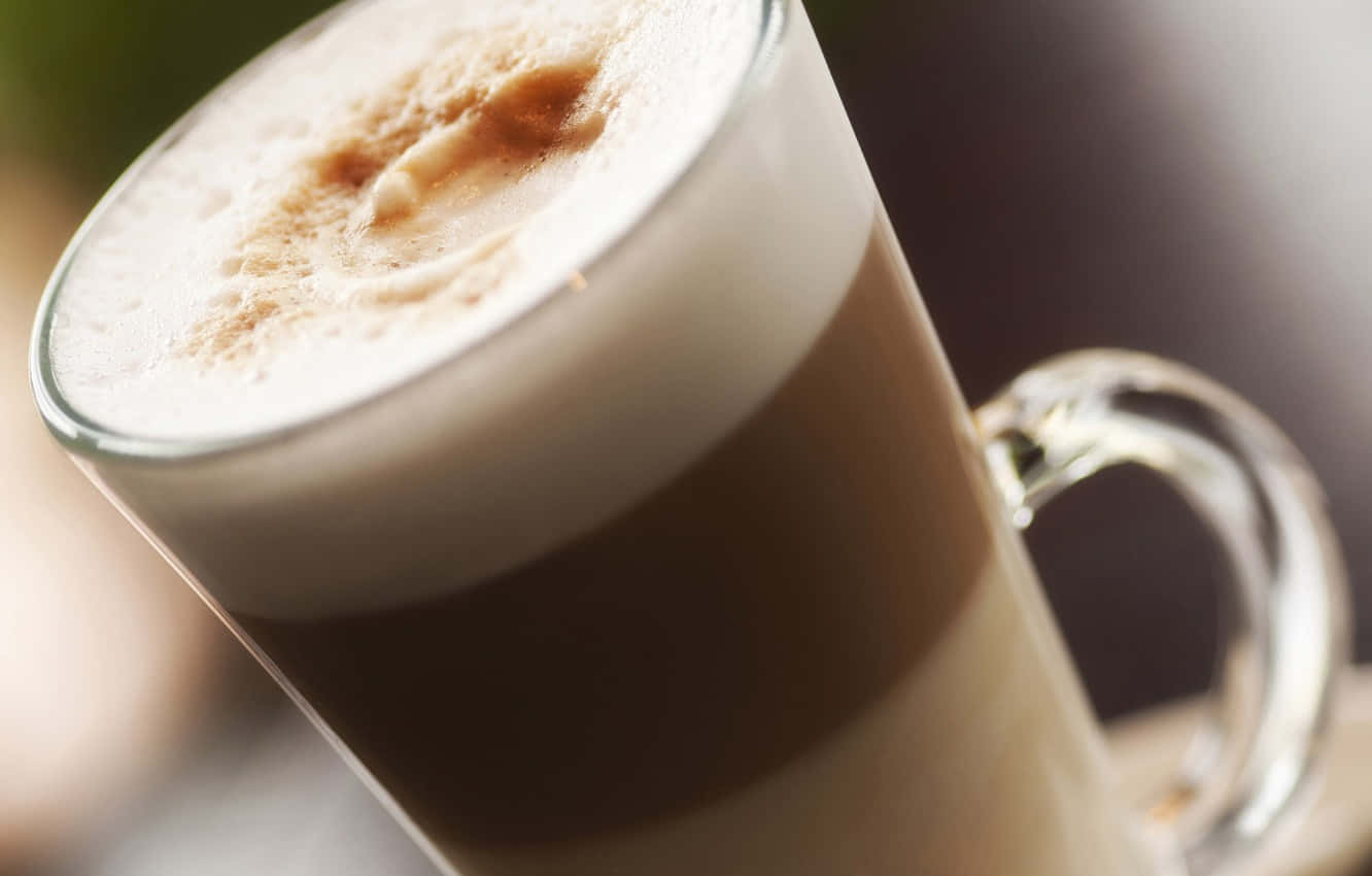 milk and coffee, glass mug, coffee, HD Desktop Wallpaper