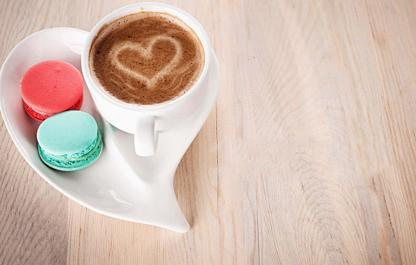 milk and coffee, heart-shaped saucer, coffee with heart latte art, HD Desktop Wallpaper