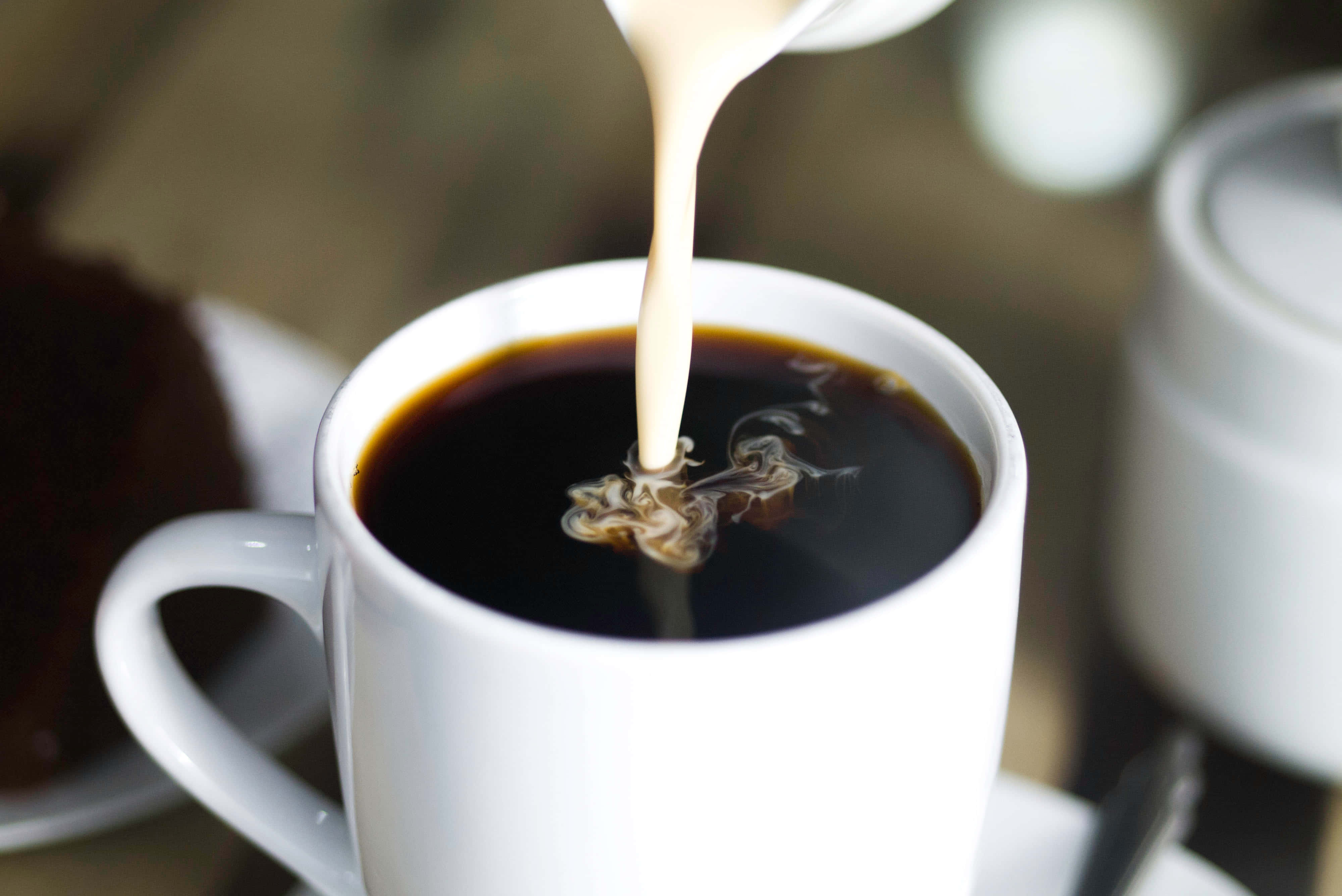 Milk And Coffee, dark coffee, white mug, 4K Desktop Wallpaper
