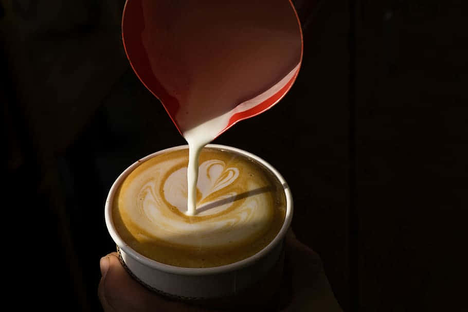 milk and coffee, heart-shaped latte art, steamed milk, SD Desktop Wallpaper