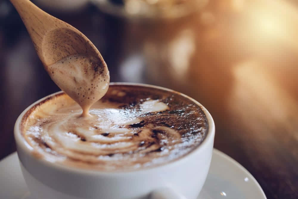 milk and coffee, cappuccino, white cup, SD Desktop Wallpaper