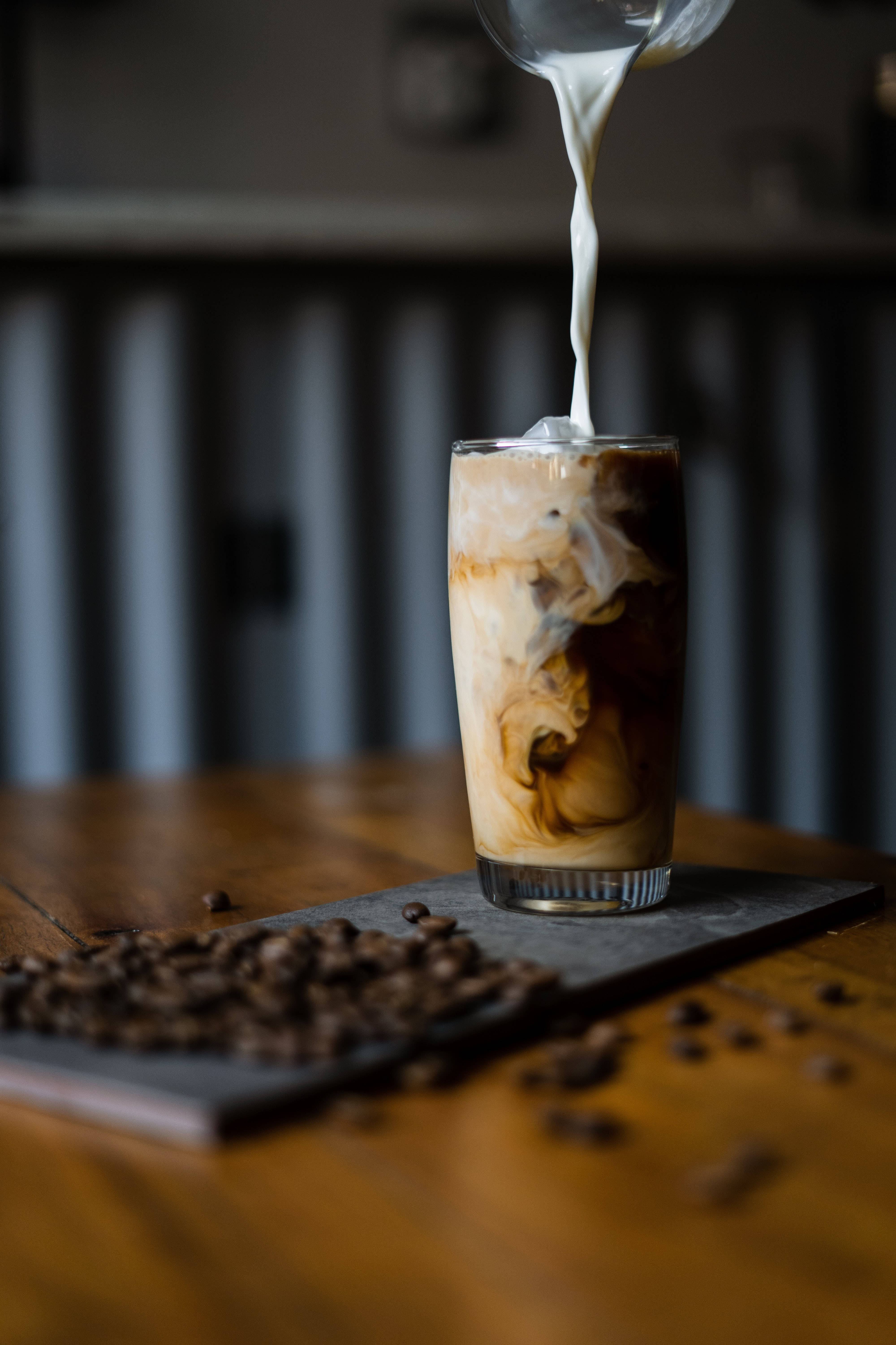 milk pour into coffee, creamy milk, iced coffee, 5K Phone Wallpaper