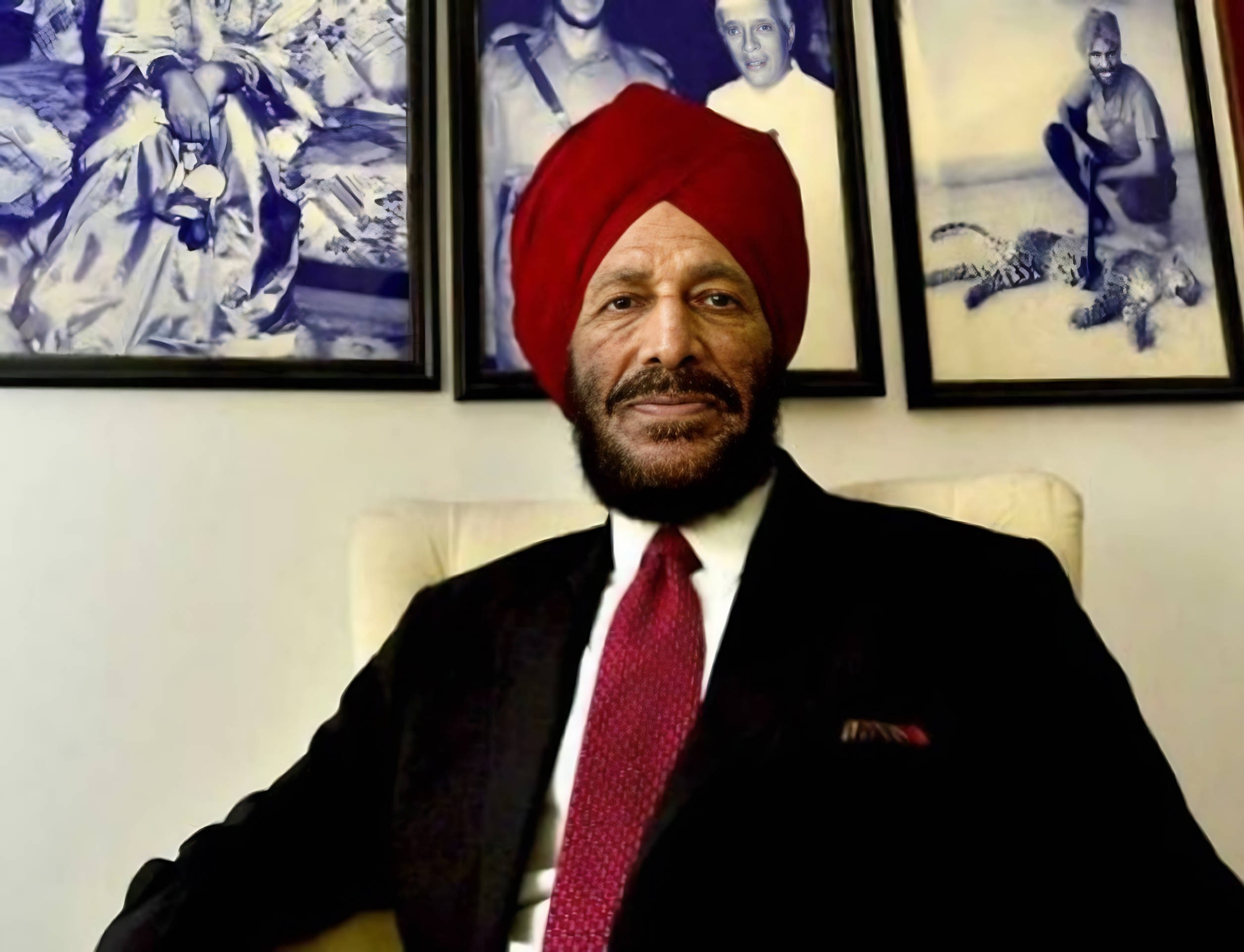 Milkha Singh, maroon turban, necktie, Full HD Desktop Wallpaper