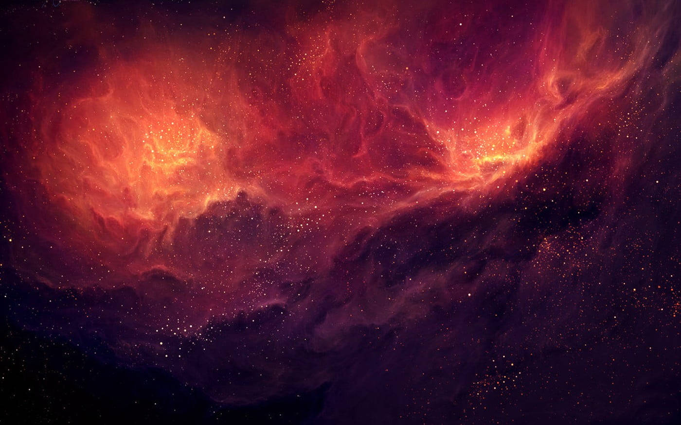 Milky Way Galaxy, red nebula, fiery reds, HD Desktop Wallpaper