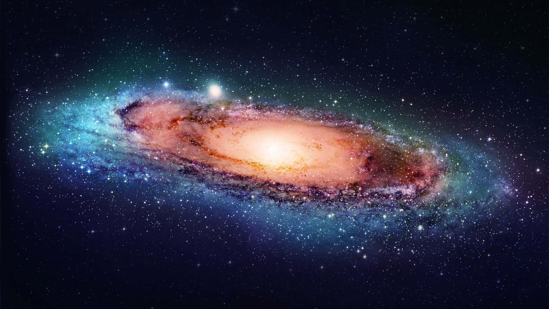 Milky Way, spiral galaxy, orange and blue hues, Full HD Desktop Wallpaper