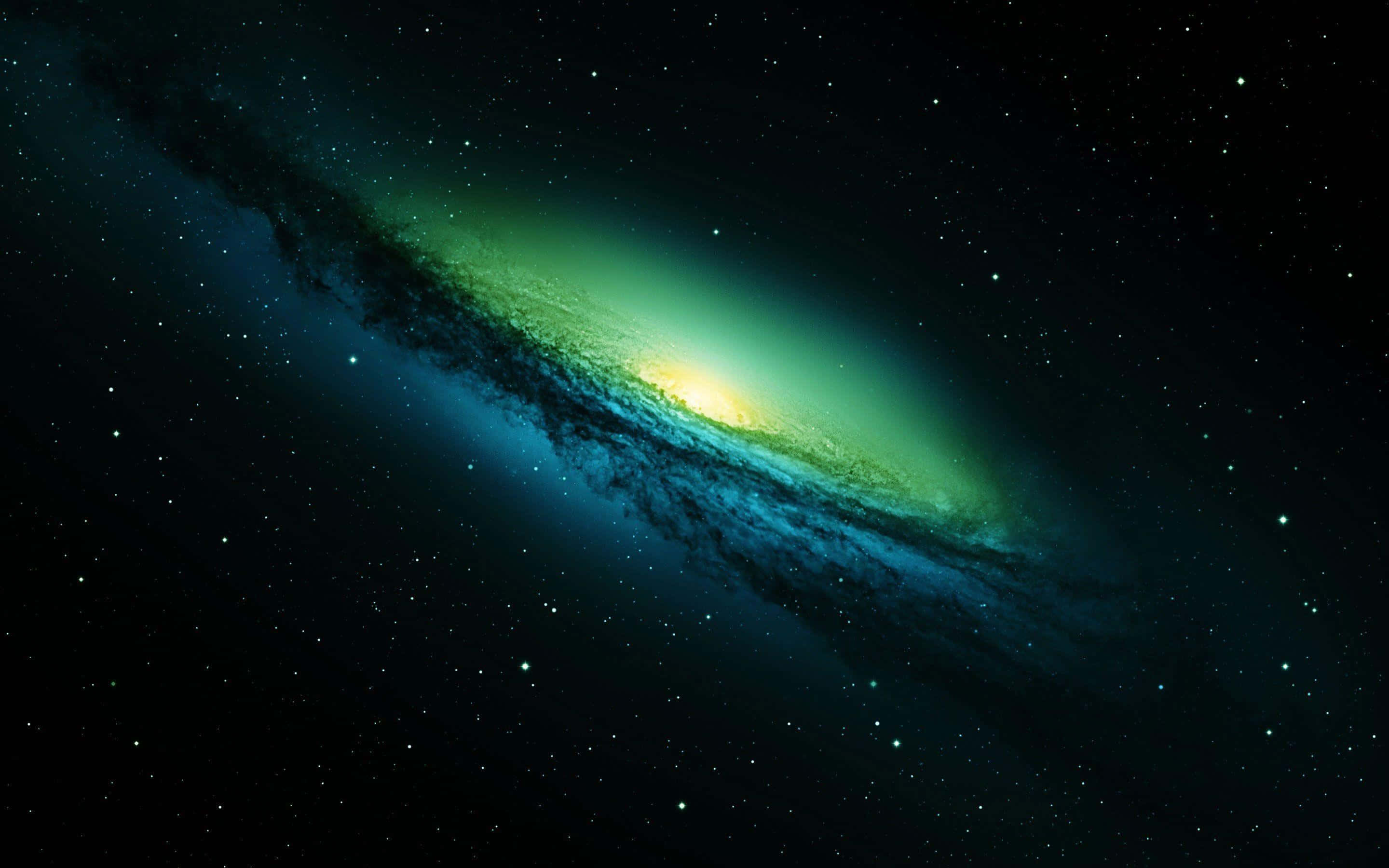 Super Cool Green Galaxy Universe, luminous spiral galaxy, vibrant green, 2K Desktop Wallpaper
