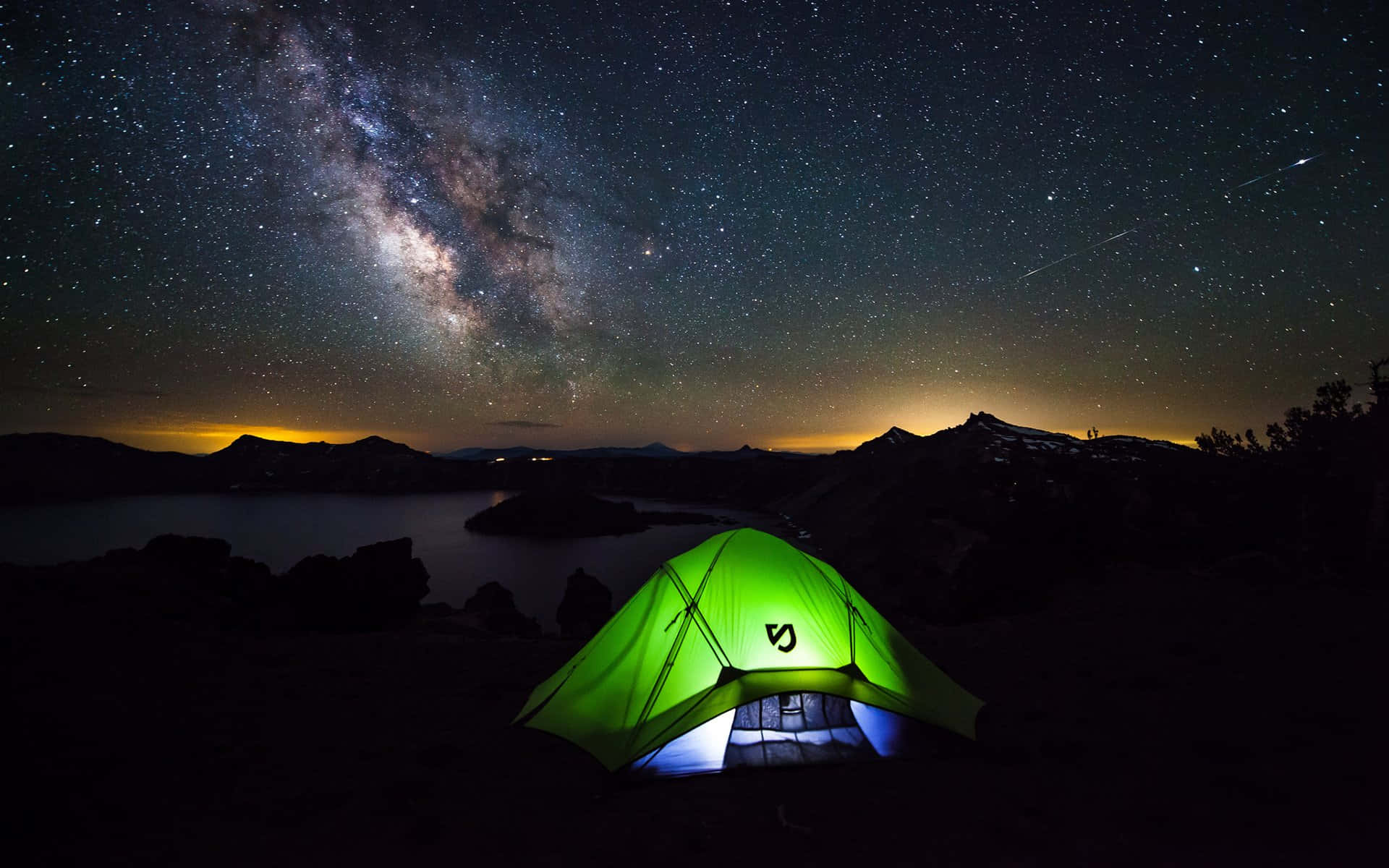 Milky Way, tent, starry sky, Full HD Desktop Wallpaper