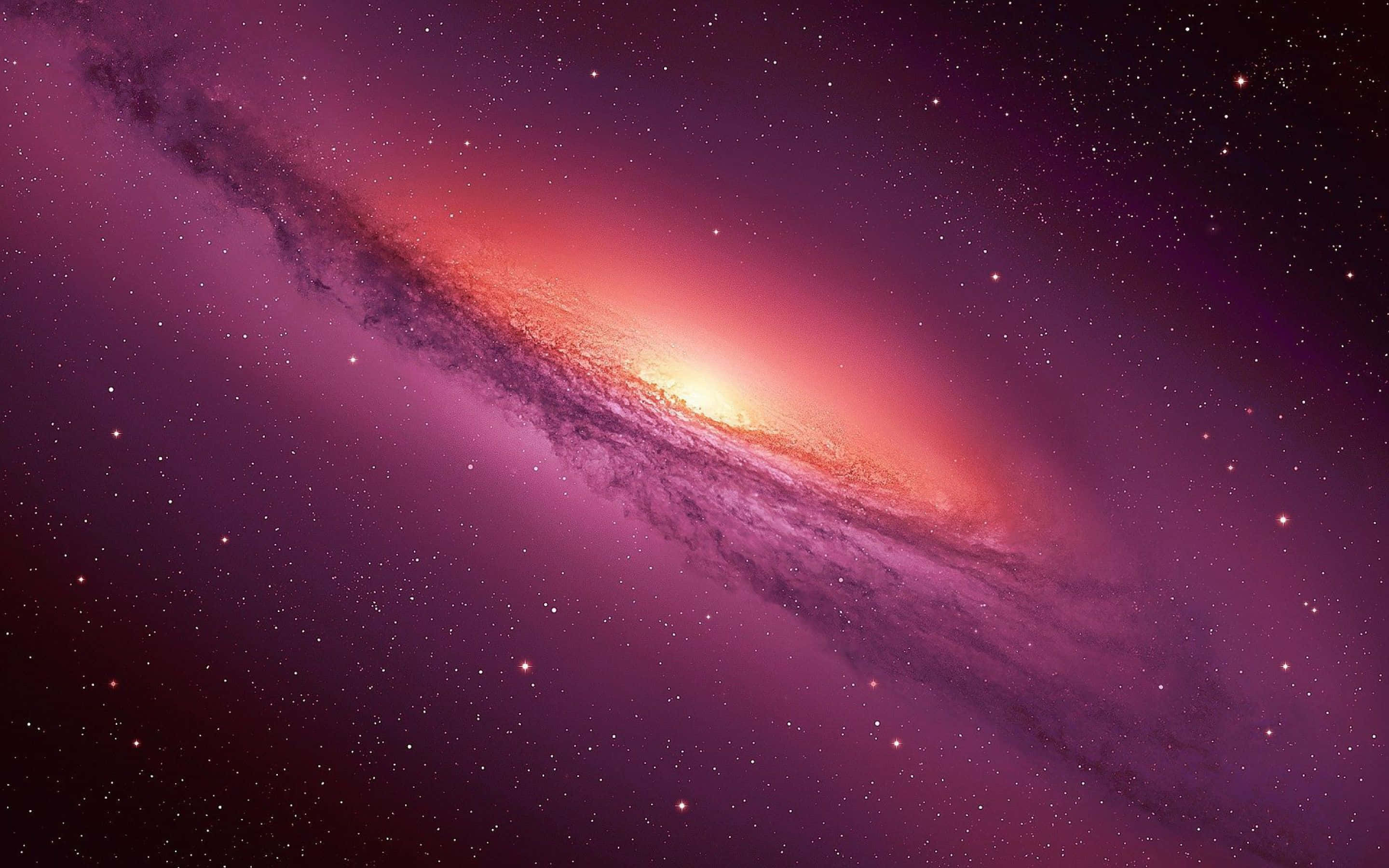 Red Milky Way, vibrant spiral galaxy, pink and orange hues, 2K Desktop Wallpaper