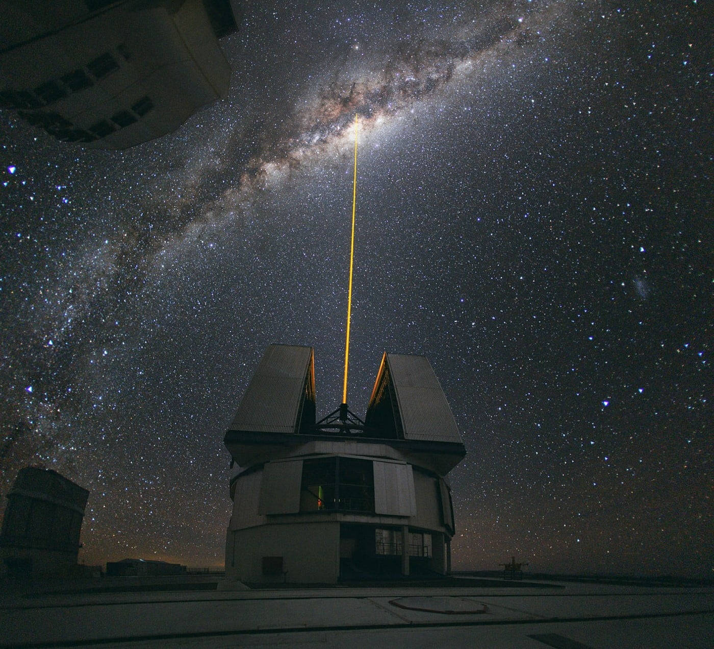 Milky Way Galaxy, laser, telescope dome, HD Desktop Wallpaper