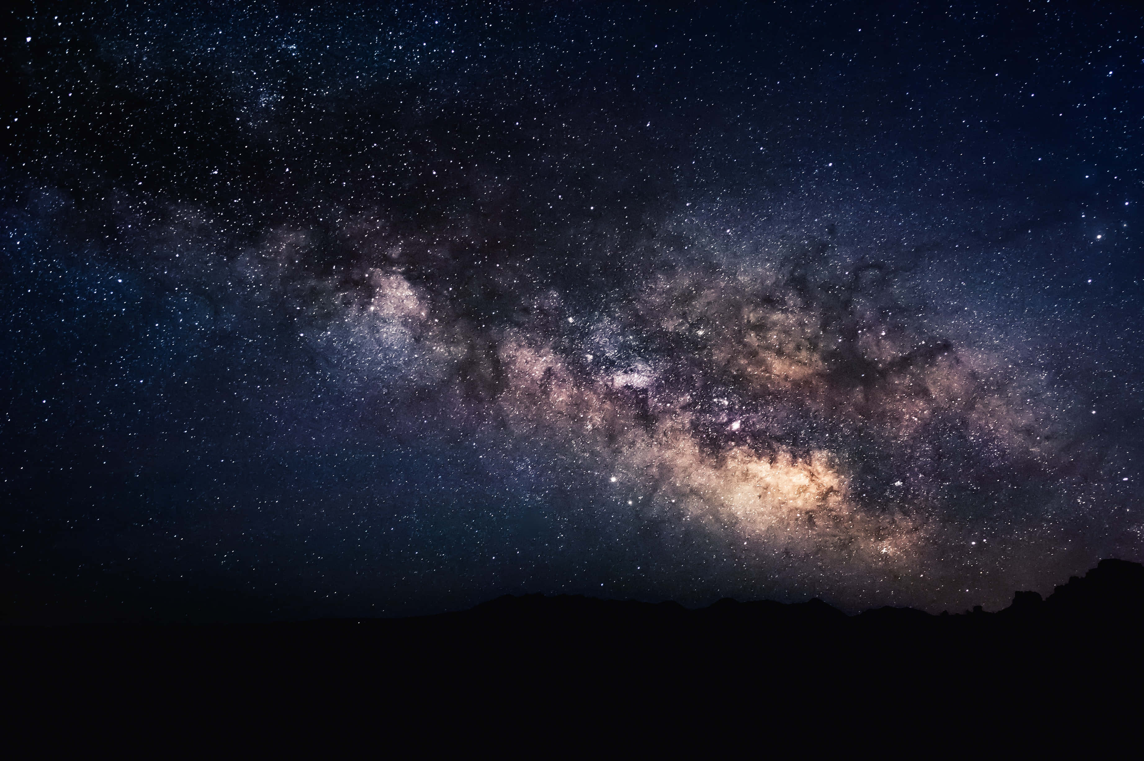 Milky Way galaxy, night sky, star-filled, 2K Desktop Wallpaper