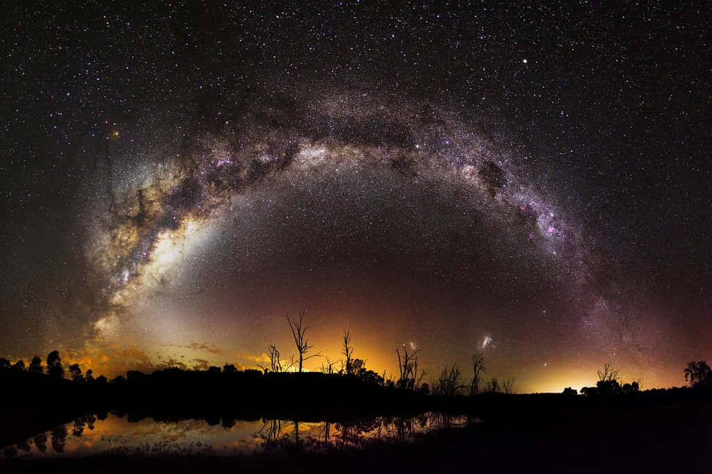 Milky Way, night sky, dark landscape, SD Desktop Wallpaper