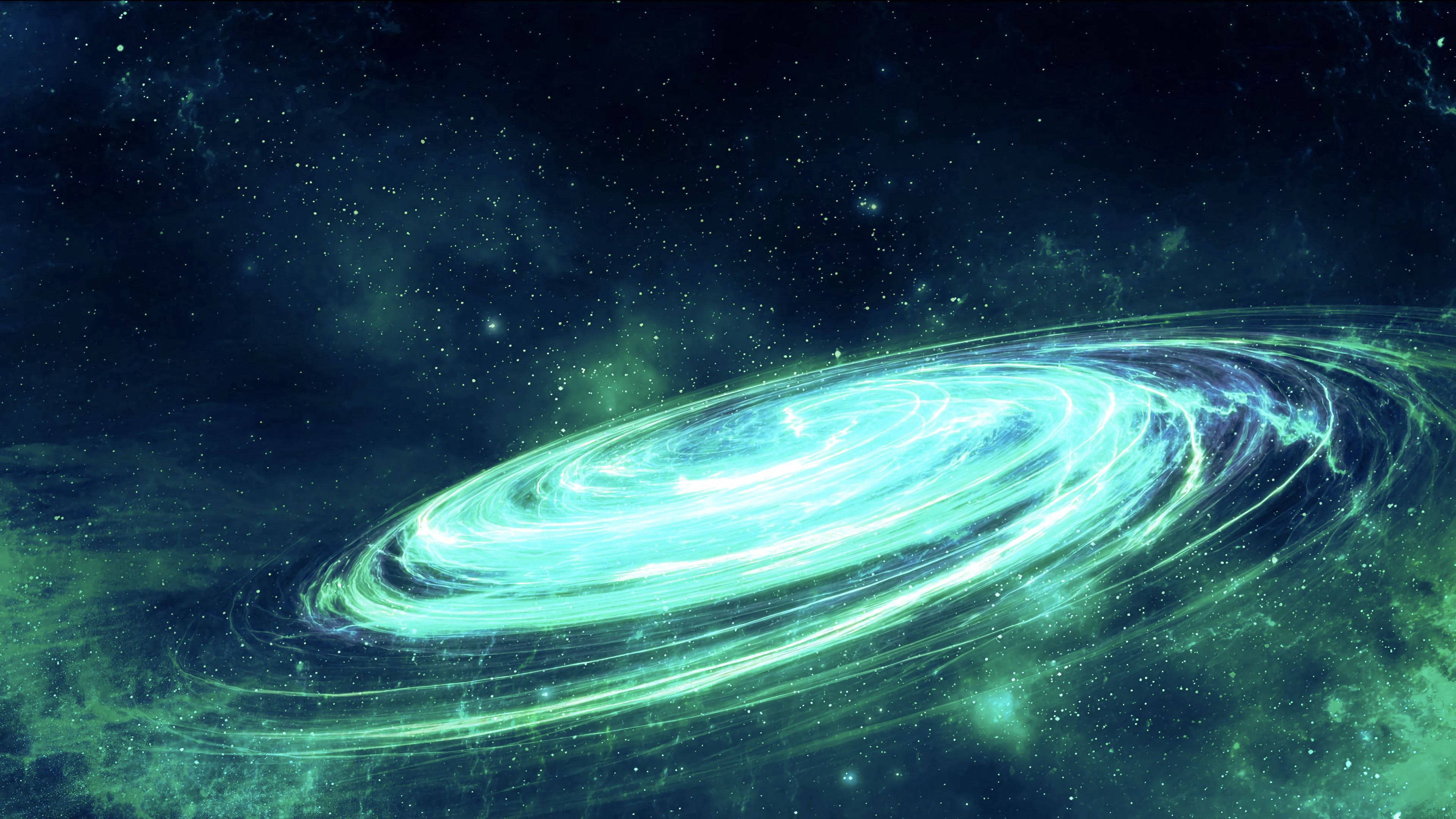 Milky Way Galaxy, spiral, teal, 4K Desktop Wallpaper