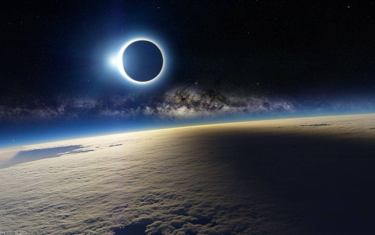 solar eclipse, Milky Way, Earth, HD Desktop Wallpaper