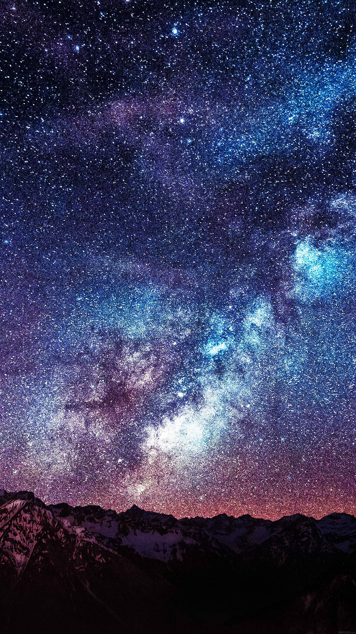 Mountain Sky, Milky Way, snow-capped mountain peaks, Full HD Phone Wallpaper