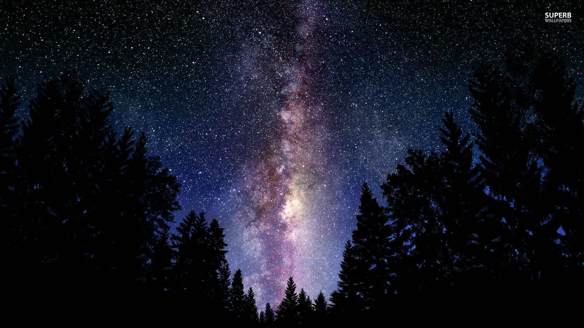 Milky Way, night sky, purple, Full HD Desktop Wallpaper