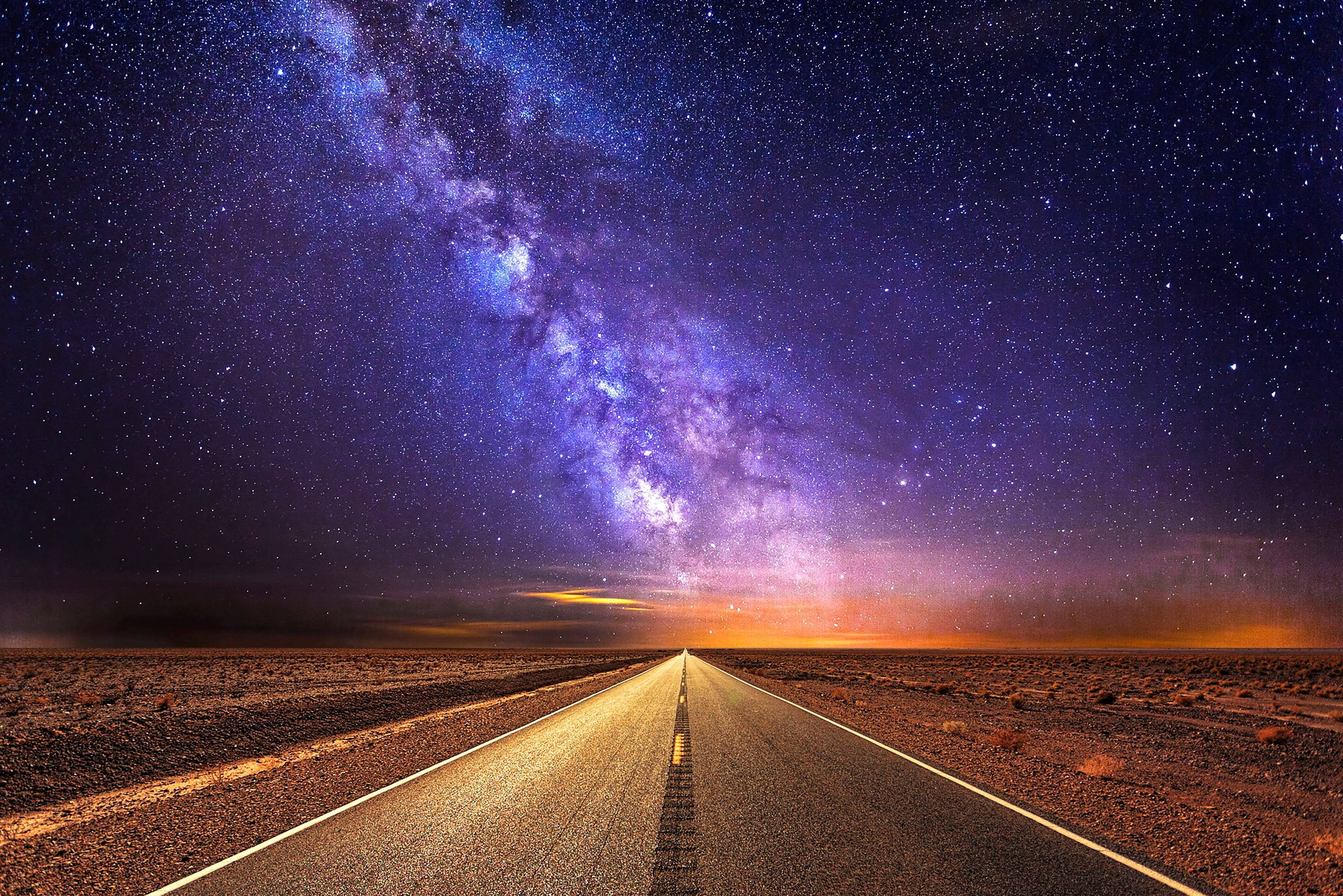 Milky Way, galaxy highway, glowing road, 2K Desktop Wallpaper