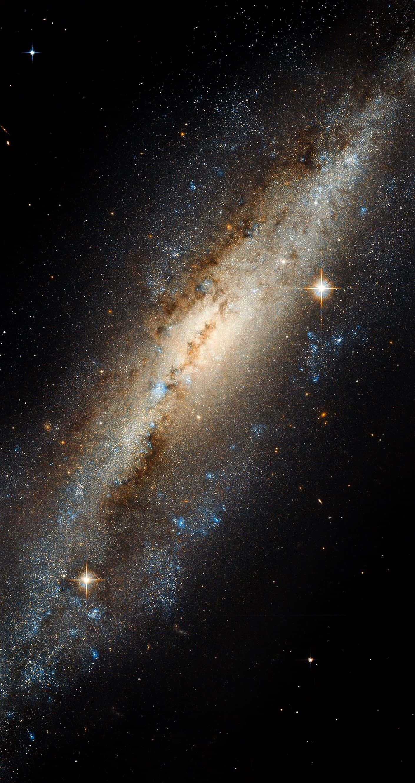 Milky Way, spiral galaxy, golden star clusters, 2K Phone Wallpaper