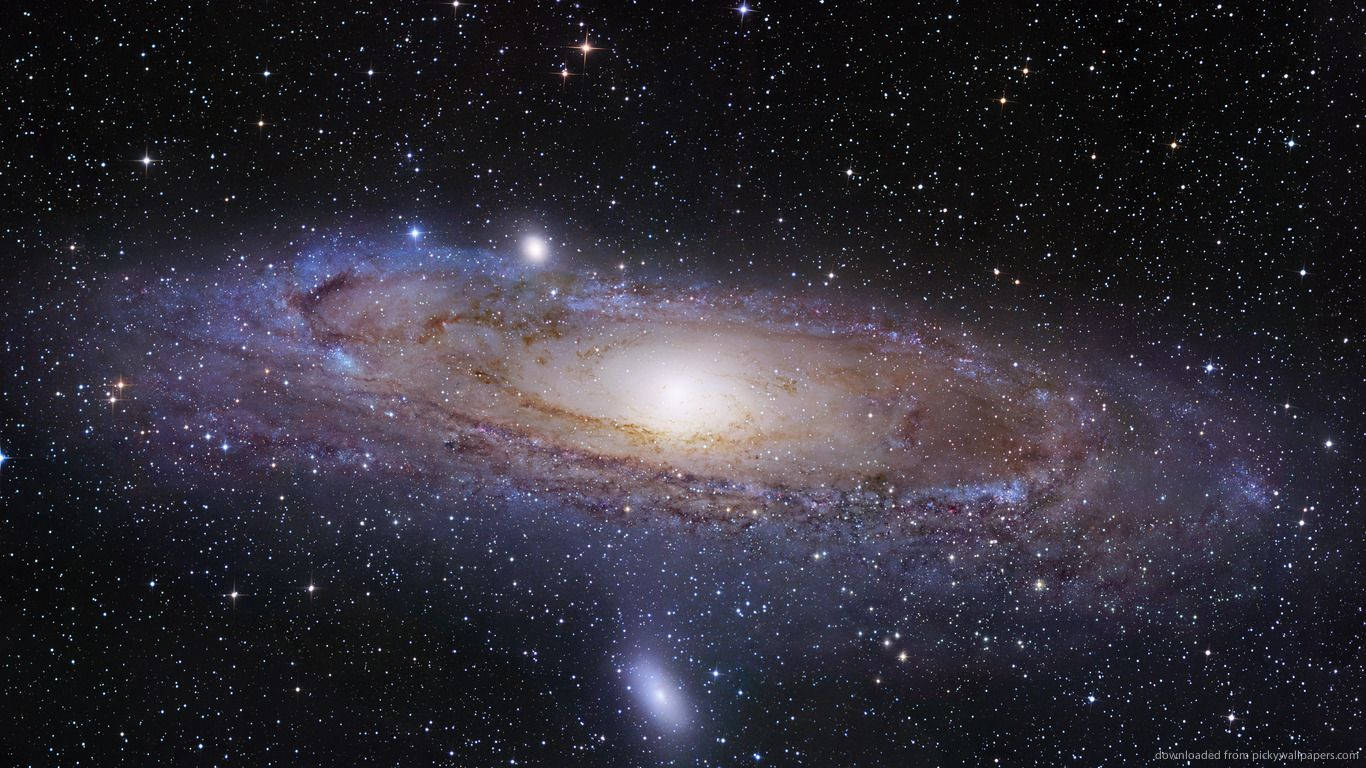 Milky Way, spiral galaxy, golden hues, HD Desktop Wallpaper