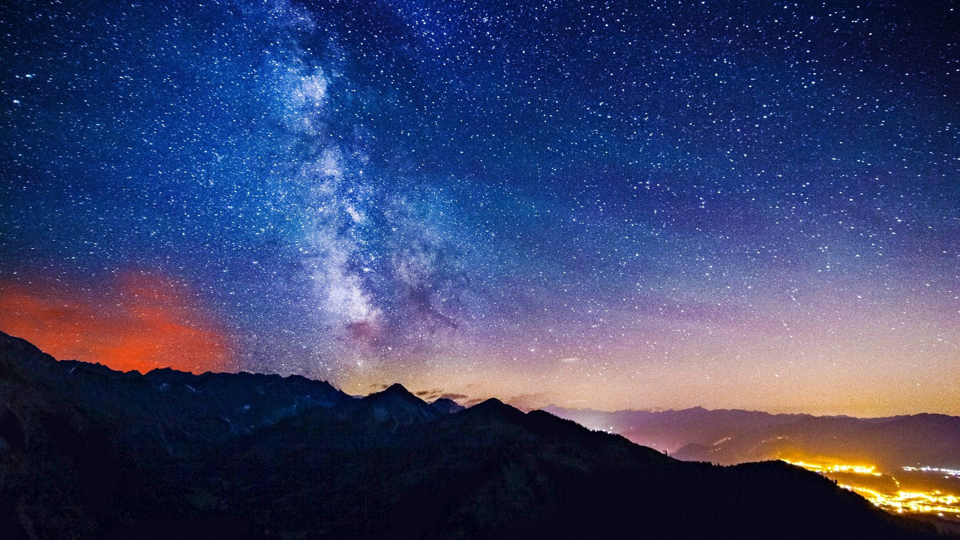 Milky Way, twilight sky, orange, Full HD Desktop Wallpaper