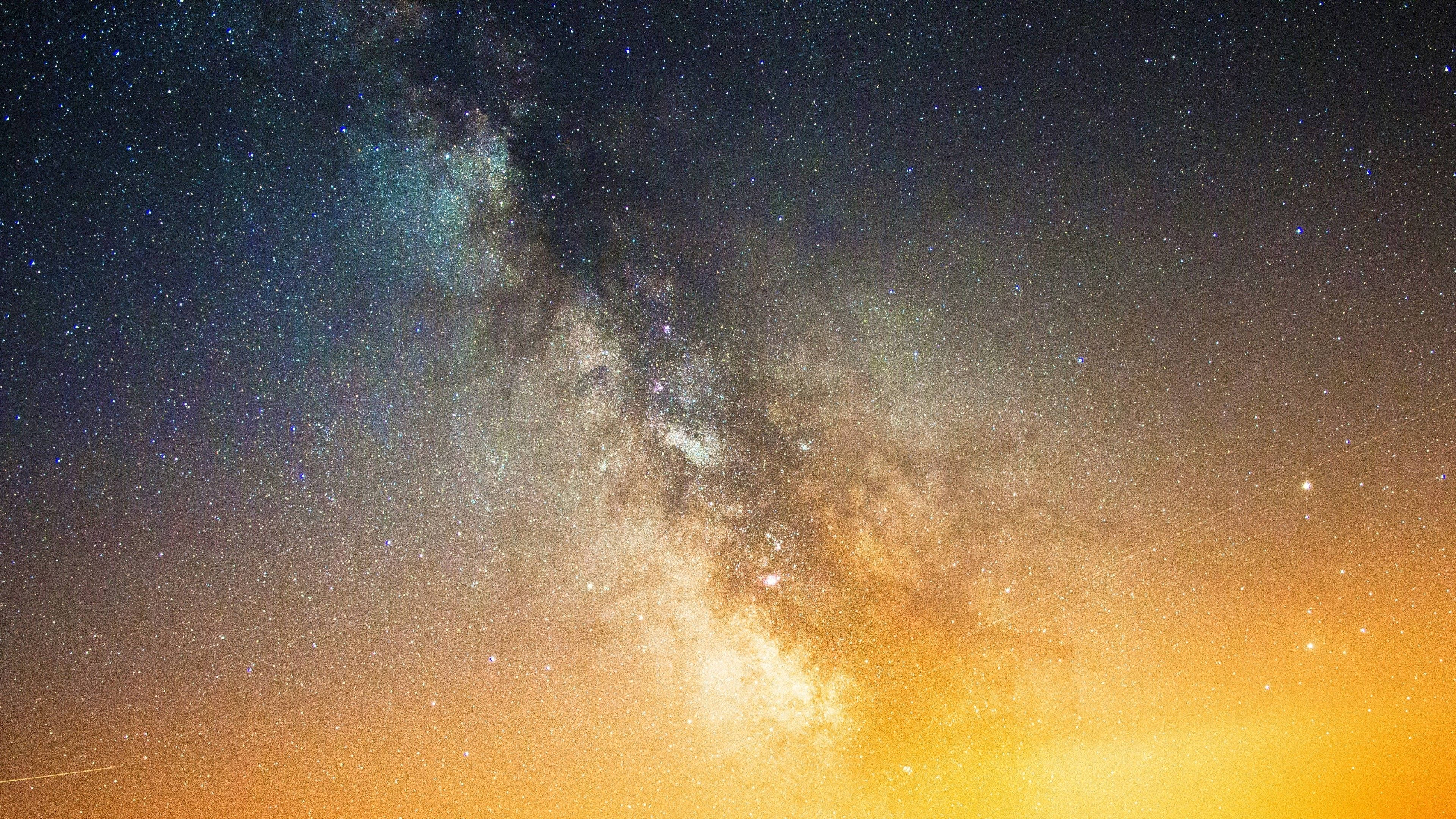 Bright Orange Milky Way, Milky Way galaxy, twilight sky, 4K Desktop Wallpaper