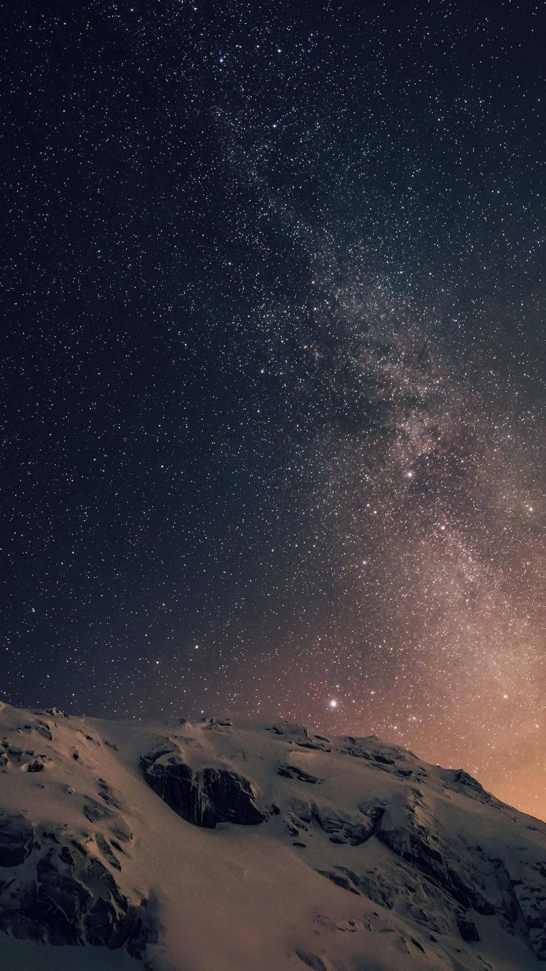 Milky Way, starry sky, snowy mountain ridge, Full HD Phone Wallpaper