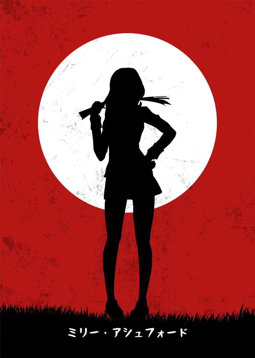 Milly Ashford, pigtails, textured red background, SD Phone Wallpaper