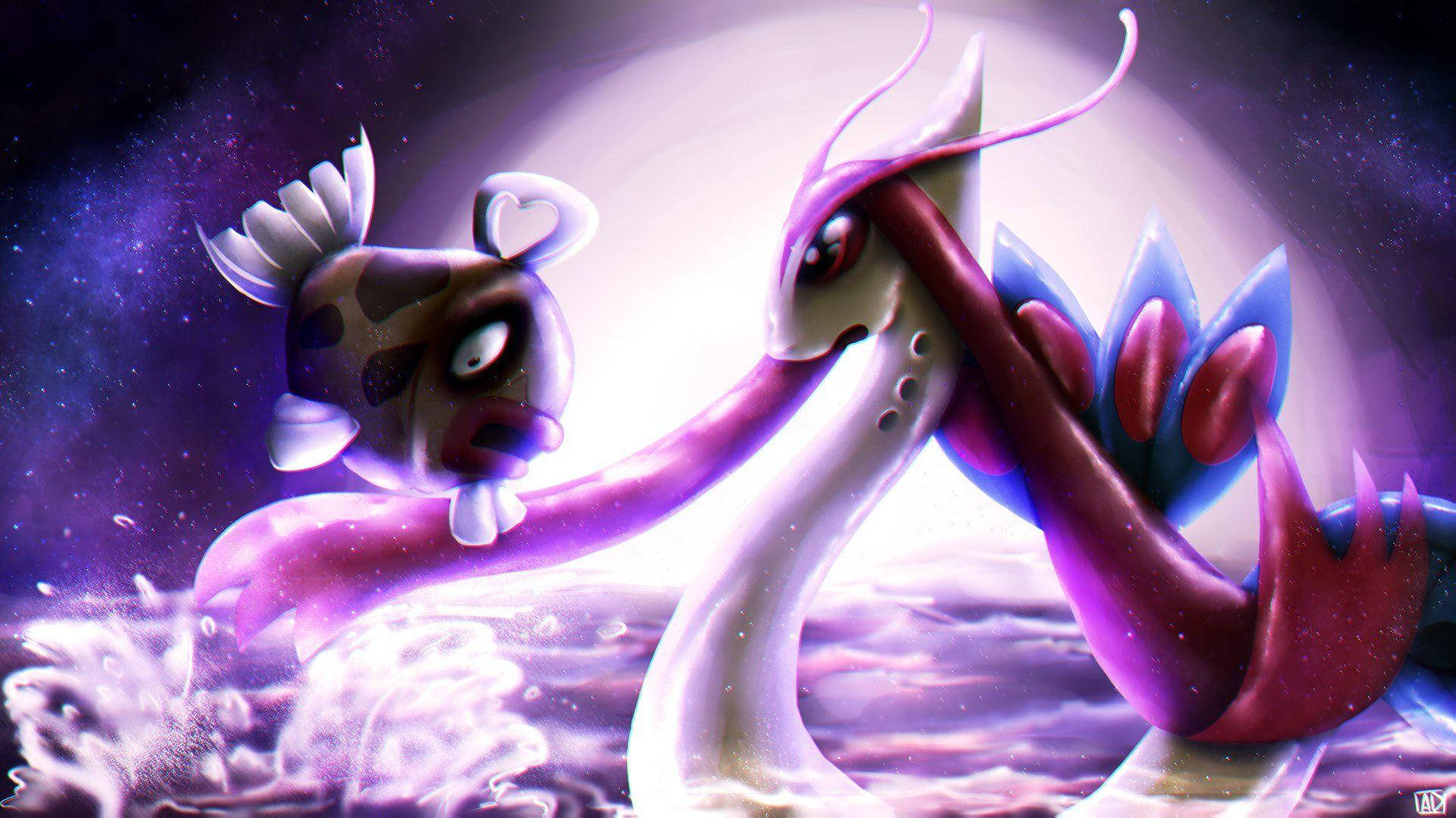 Milotic, purple, white, Full HD Desktop Wallpaper