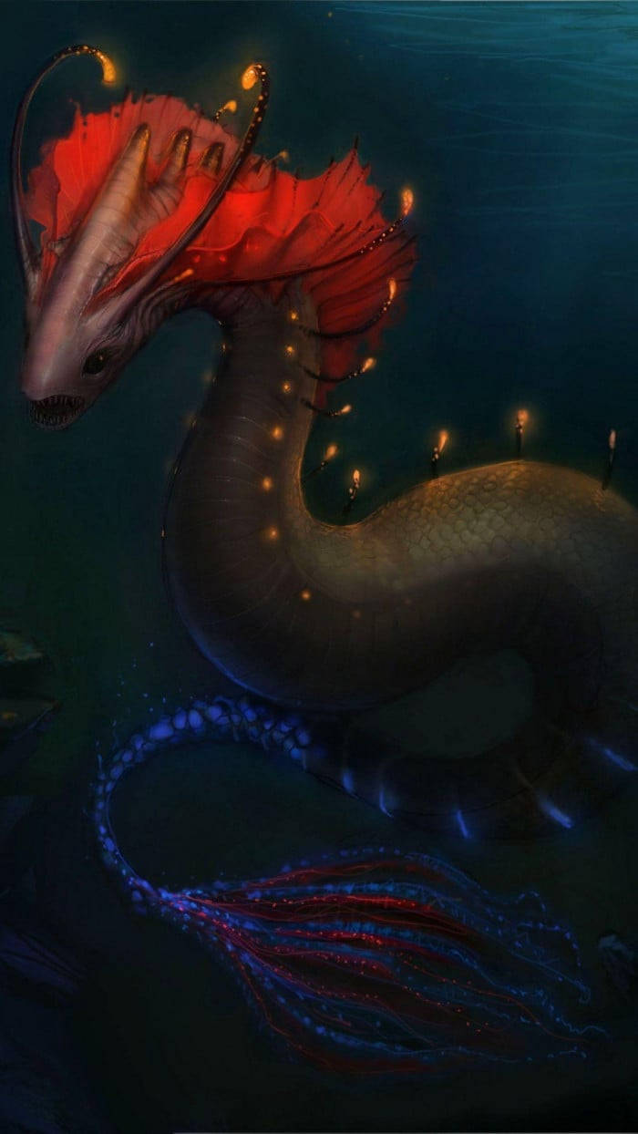 Milotic, red and blue, glowing spots, SD Phone Wallpaper
