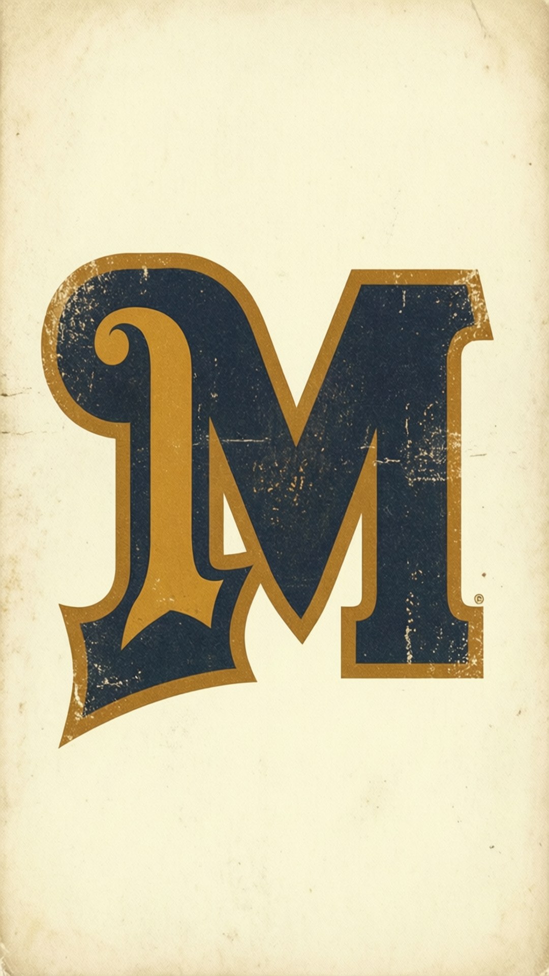 vintage Brewers 'M' Logo, navy blue, gold trim, Full HD Phone Wallpaper