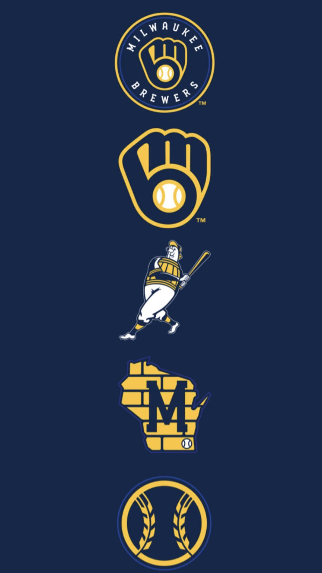 Milwaukee Brewers, gold, navy blue, Full HD Phone Wallpaper
