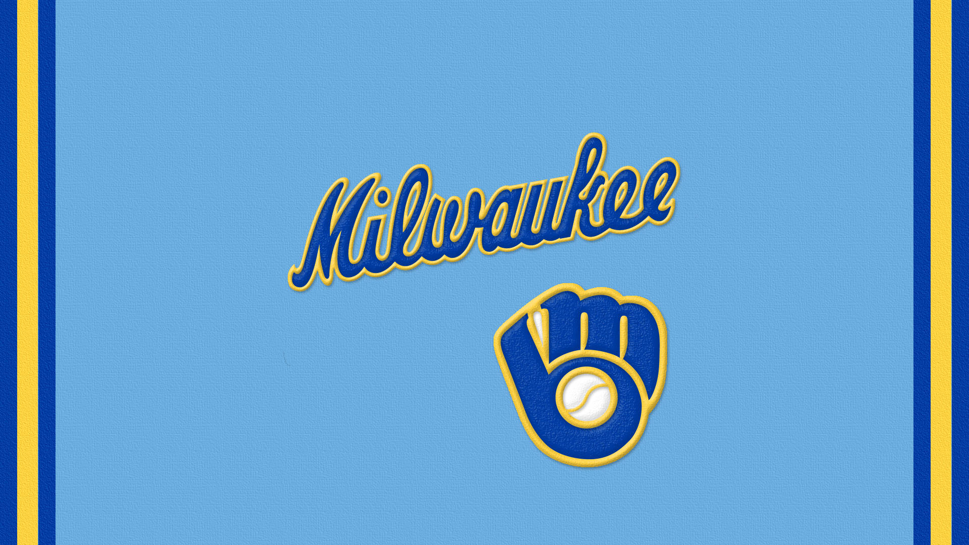 Milwaukee Brewers, blue and gold glove, script, Full HD Desktop Wallpaper