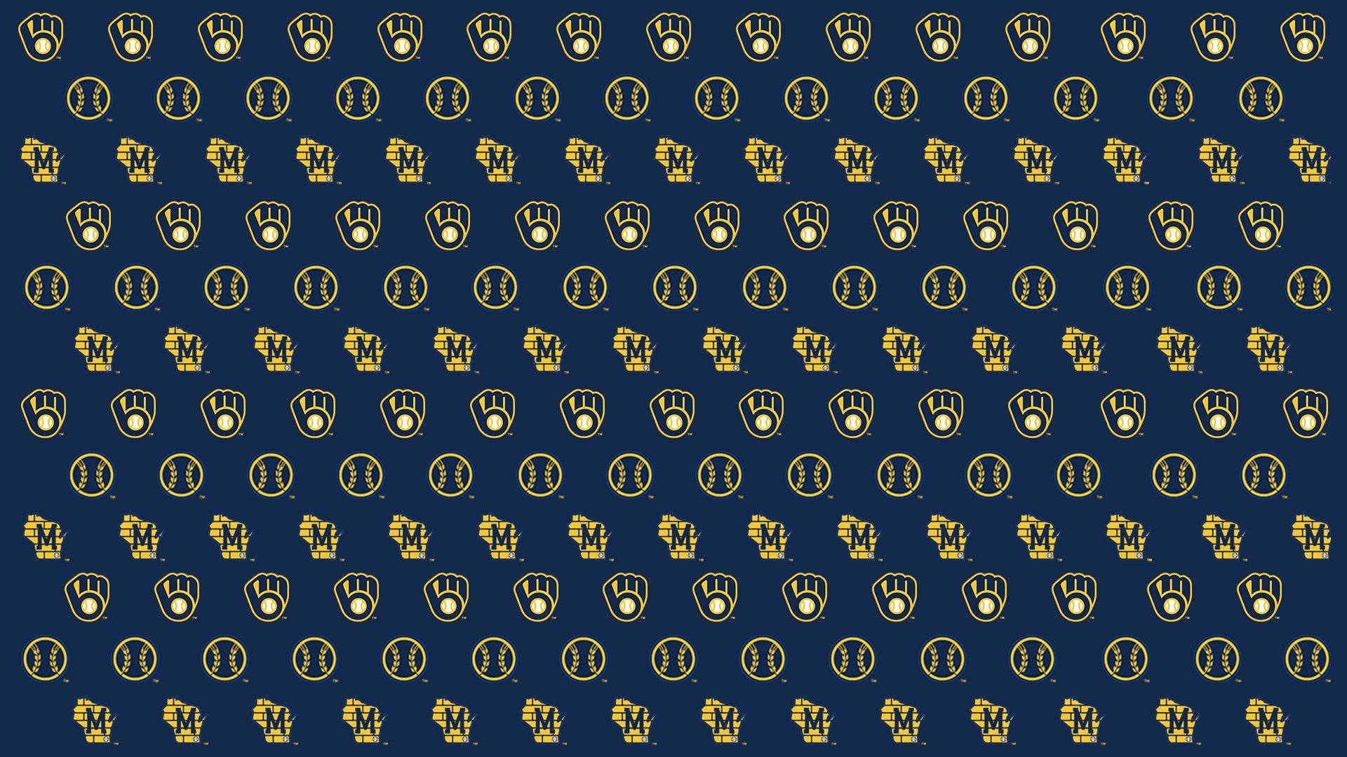 Milwaukee Brewers, golden baseball gloves, baseball balls, Full HD Desktop Wallpaper