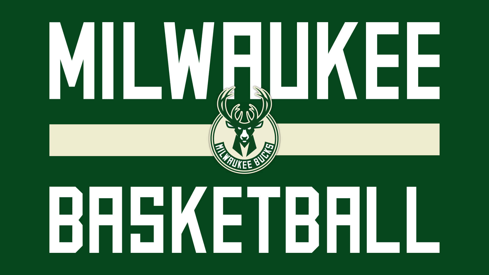 Milwaukee Bucks, green background, cream stripe, Full HD Desktop Wallpaper