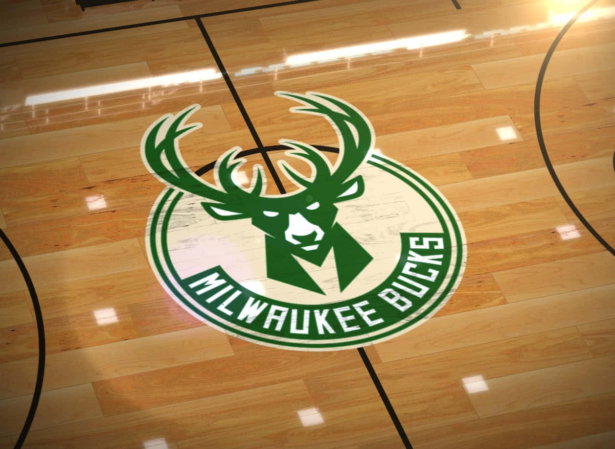 Milwaukee Bucks, logo, polished wooden basketball court, SD Desktop Wallpaper