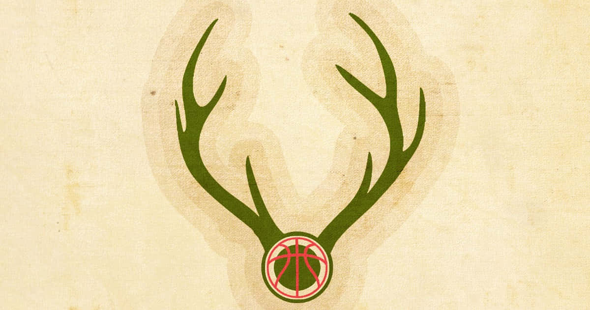 Milwaukee Bucks Logo, green deer antlers, red basketball, SD Desktop Wallpaper