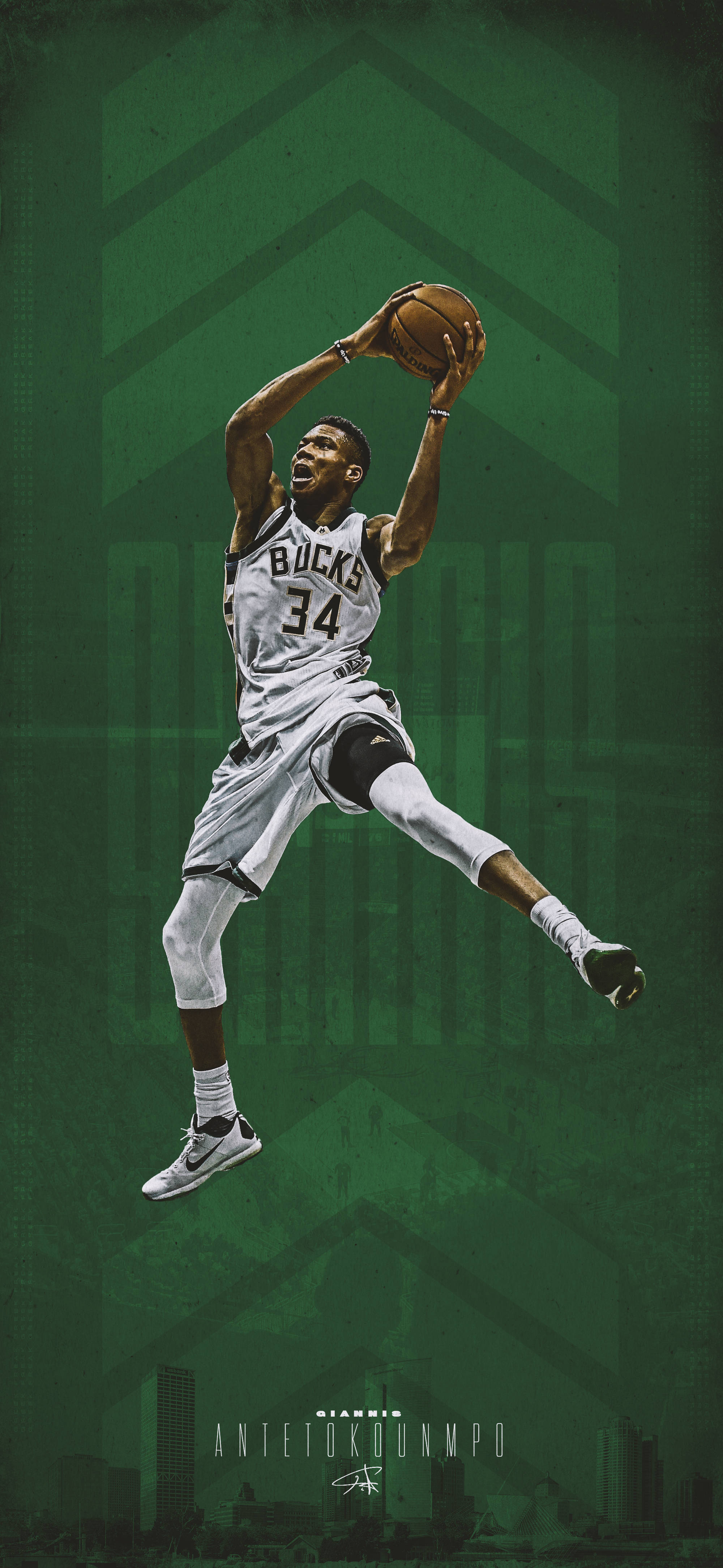 Milwaukee Bucks, Player 34, Bucks jersey, 4K Phone Wallpaper