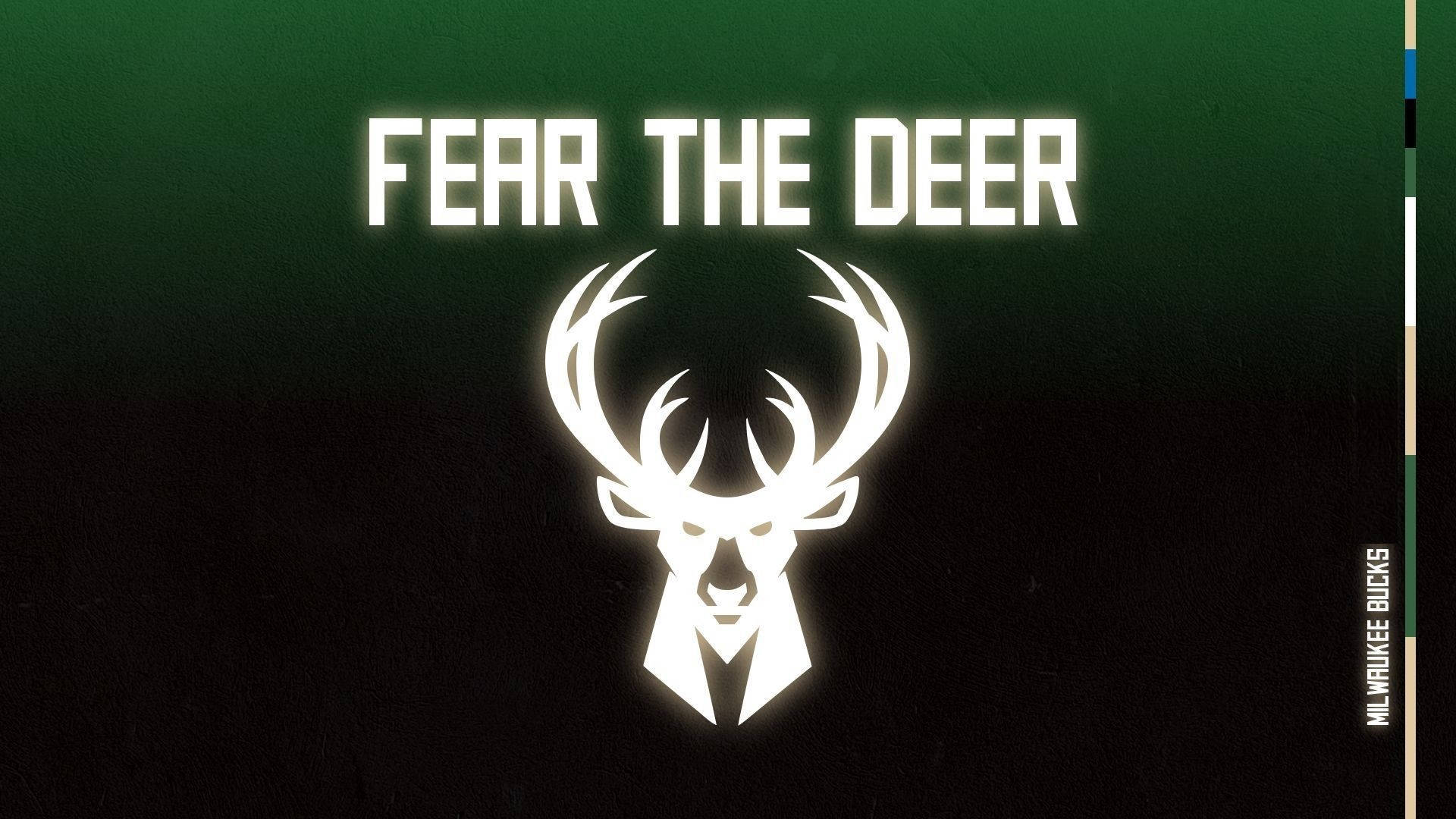 Milwaukee Bucks, glowing white deer head logo, fear the deer, Full HD Desktop Wallpaper