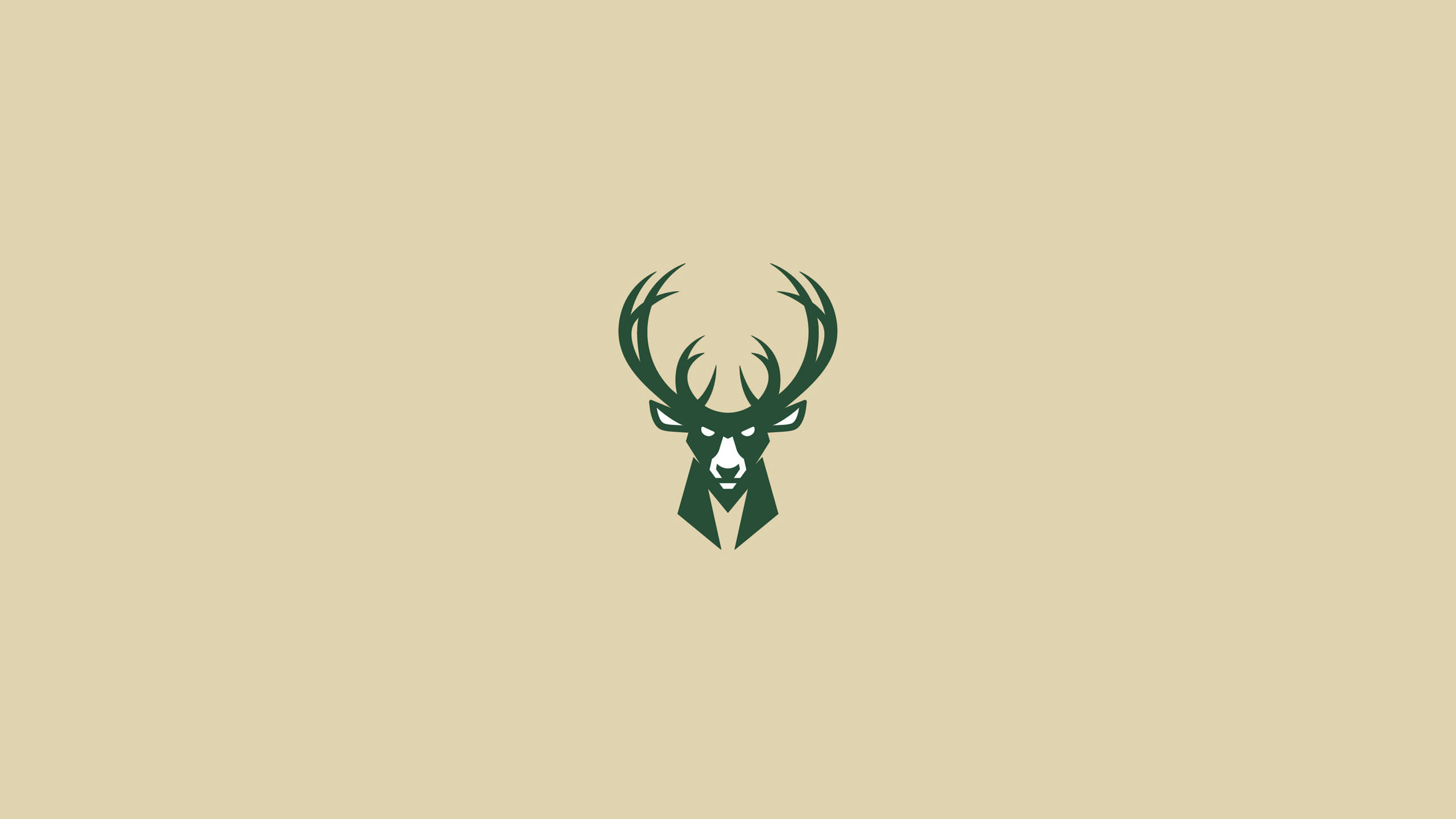 Milwaukee Bucks, dark green deer head logo, geometric antlers, 2K Desktop Wallpaper