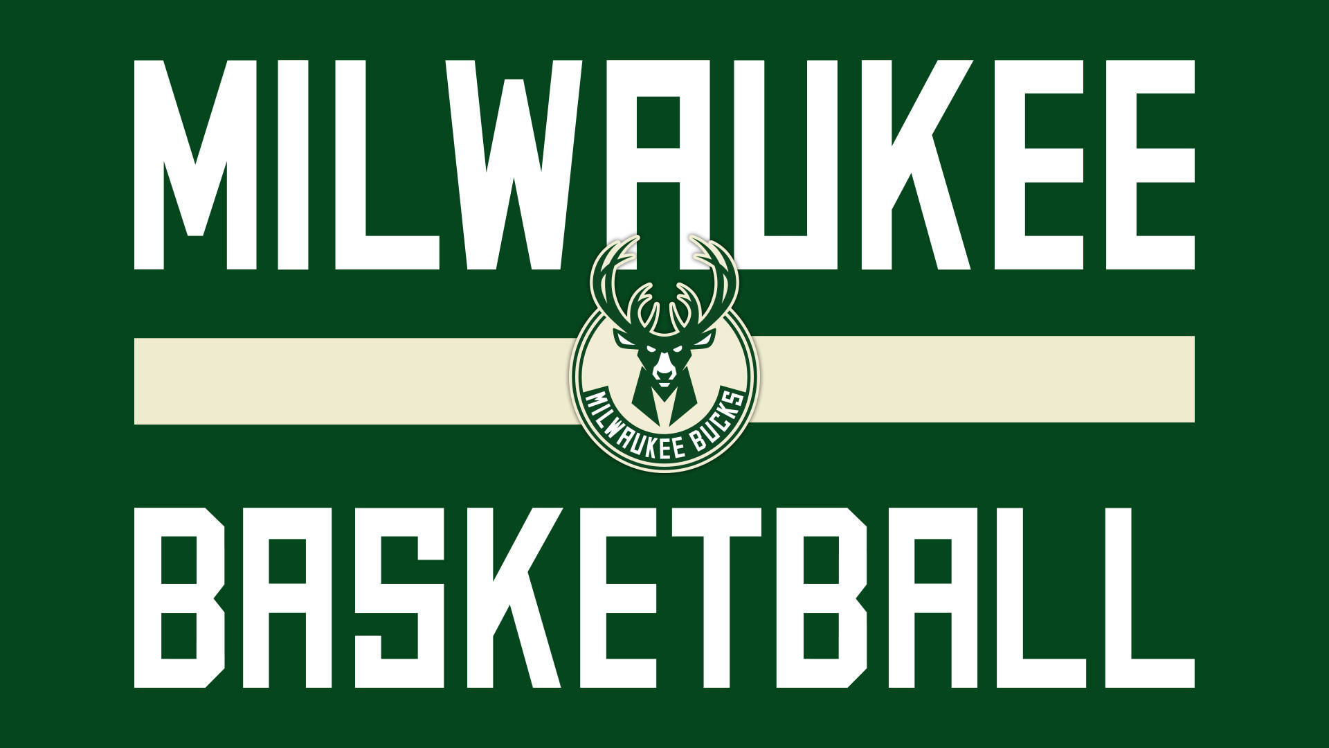Milwaukee Bucks, green background, cream stripe, Full HD Desktop Wallpaper