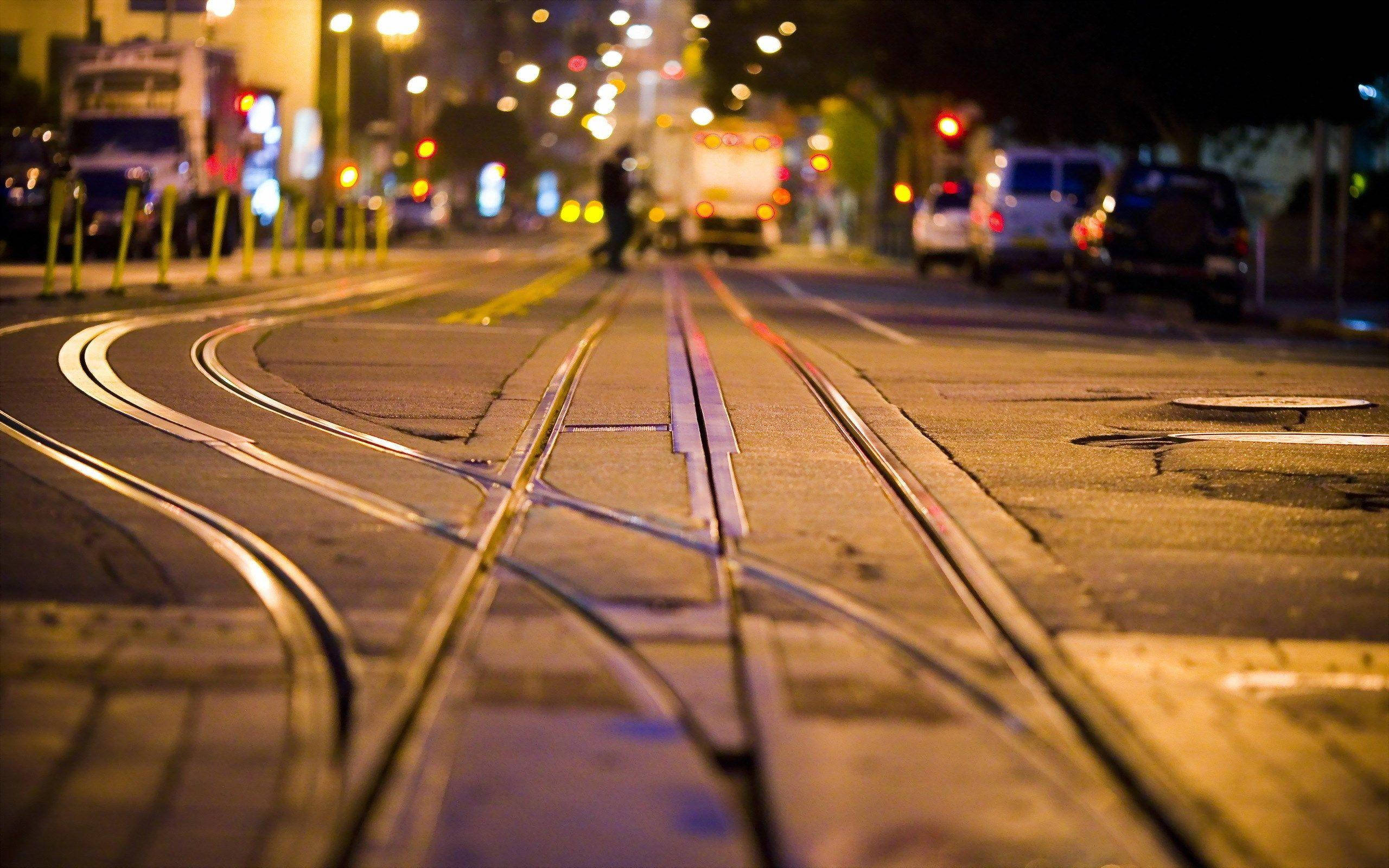 Milwaukee, downtown street, nighttime urban street, 2K Desktop Wallpaper