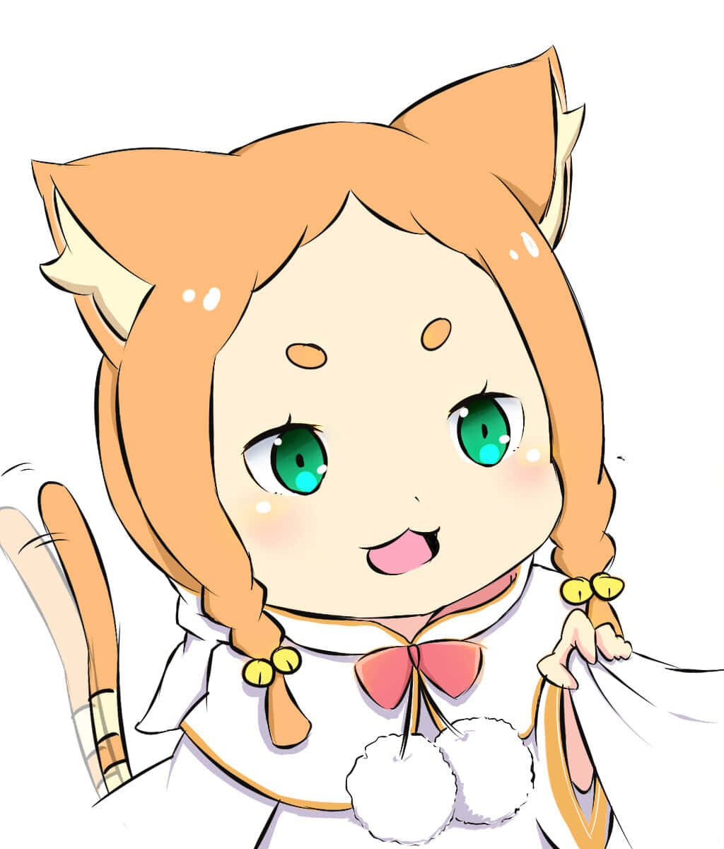 Mimi Pearlbaton, orange cat ears, green eyes, SD Phone Wallpaper