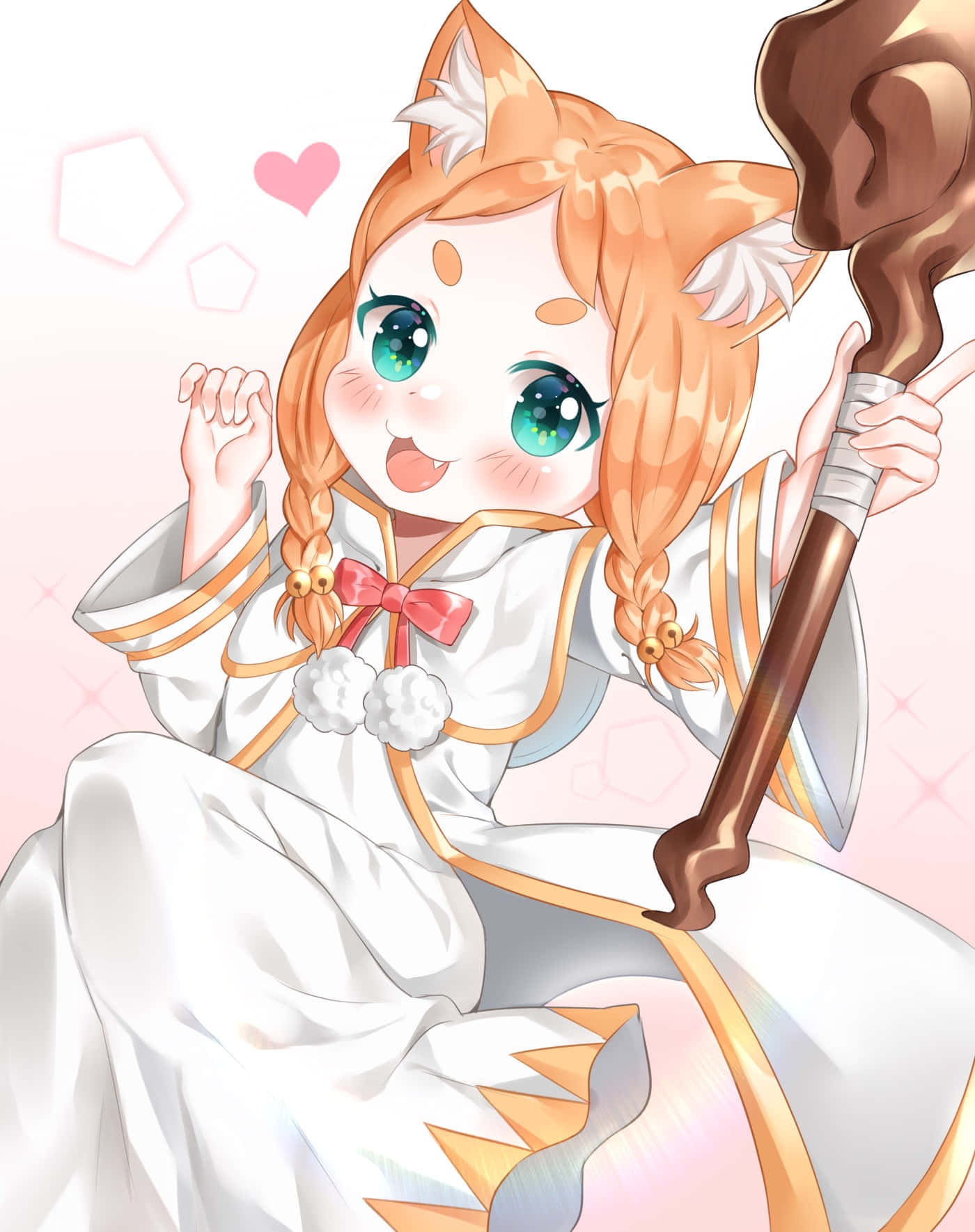 Mimi Pearlbaton, anime fox girl, orange hair, HD Phone Wallpaper