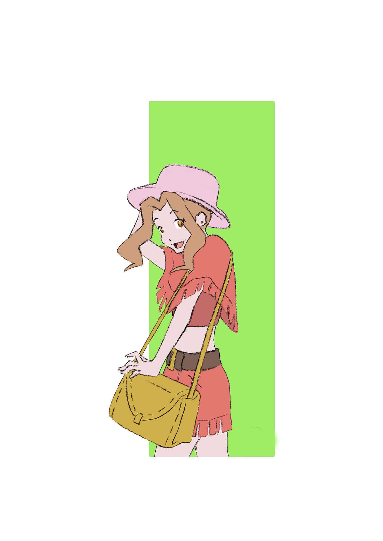 Mimi Tachikawa, pink outfit, pink hat, HD Phone Wallpaper