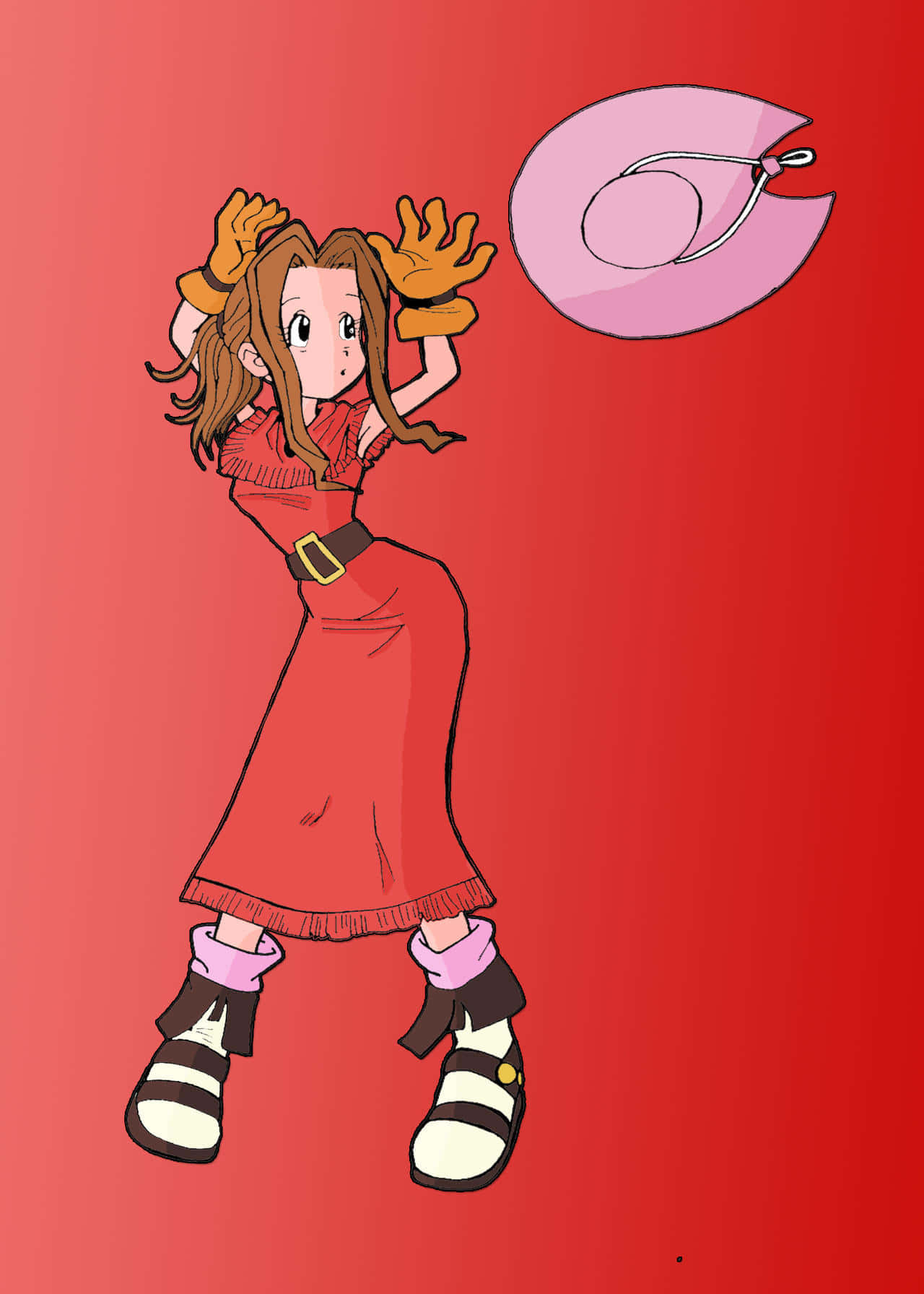 Mimi Tachikawa, red dress, gloves, HD Phone Wallpaper