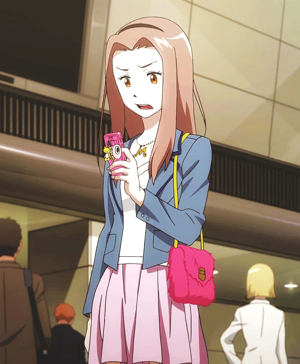 Mimi Tachikawa, pink hair, pink phone, SD Phone Wallpaper