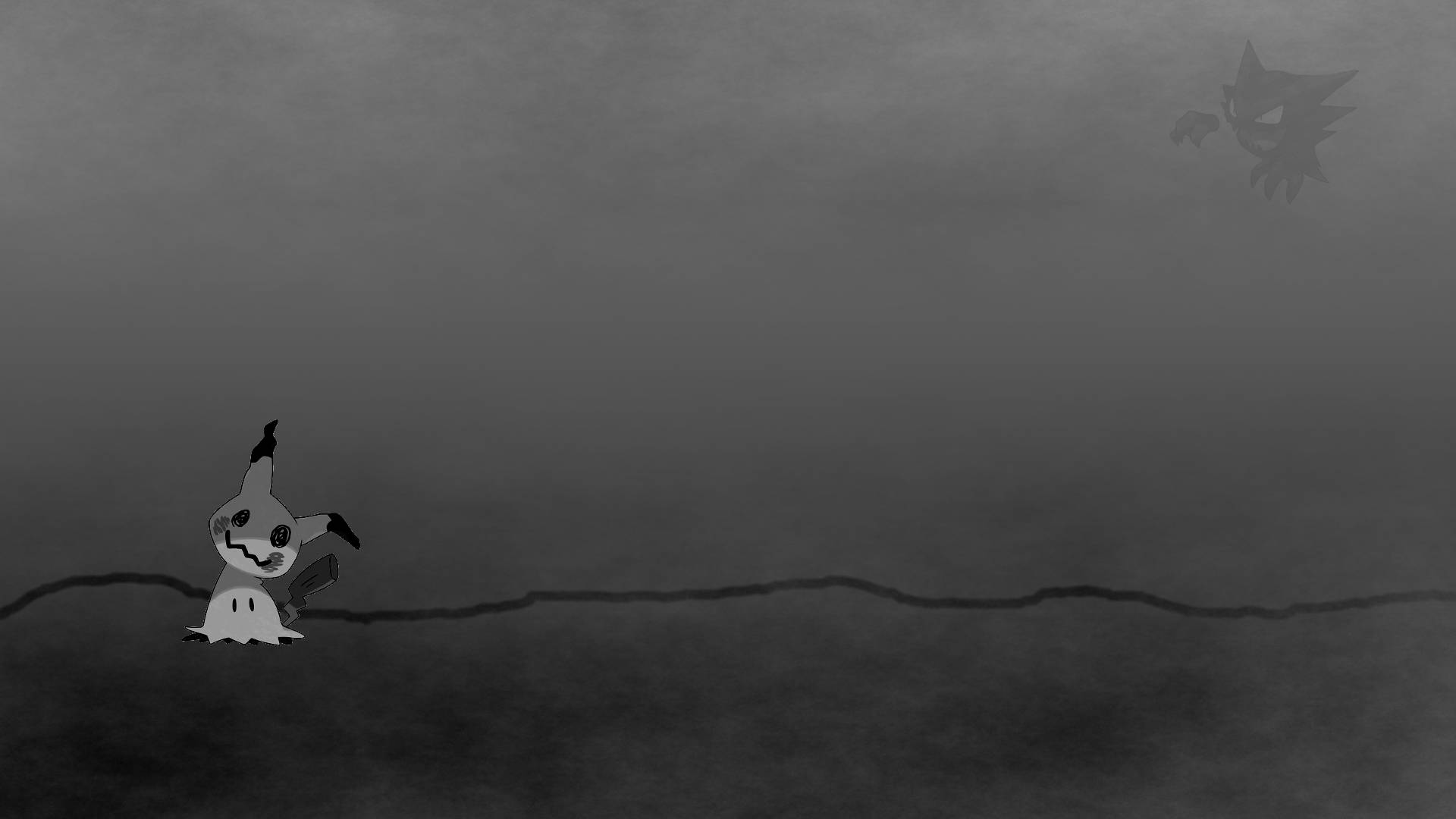 Mimikyu, monochrome, ghostly, Full HD Desktop Wallpaper