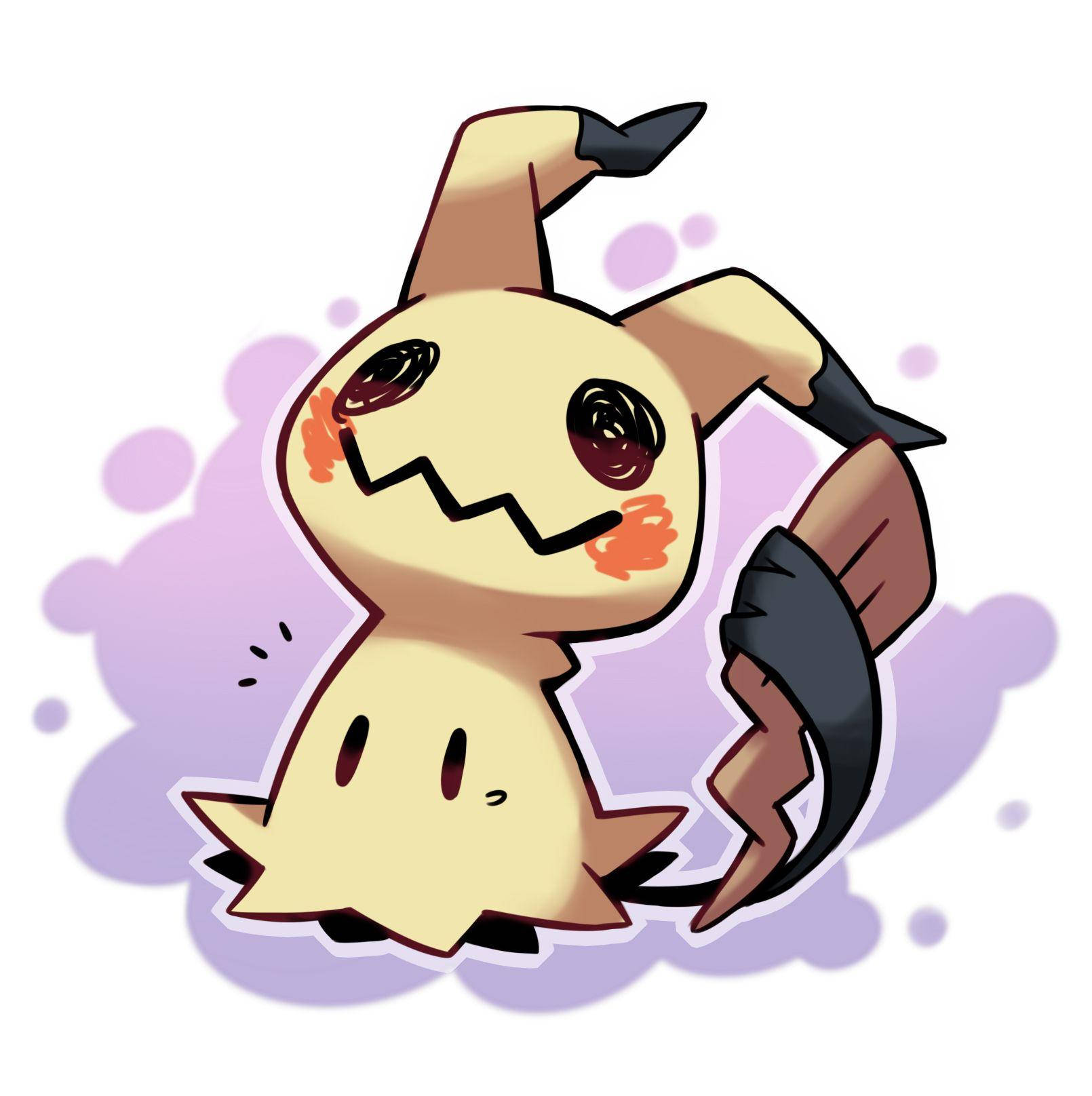 Mimikyu, purple smoke, soft purple background, HD Phone Wallpaper