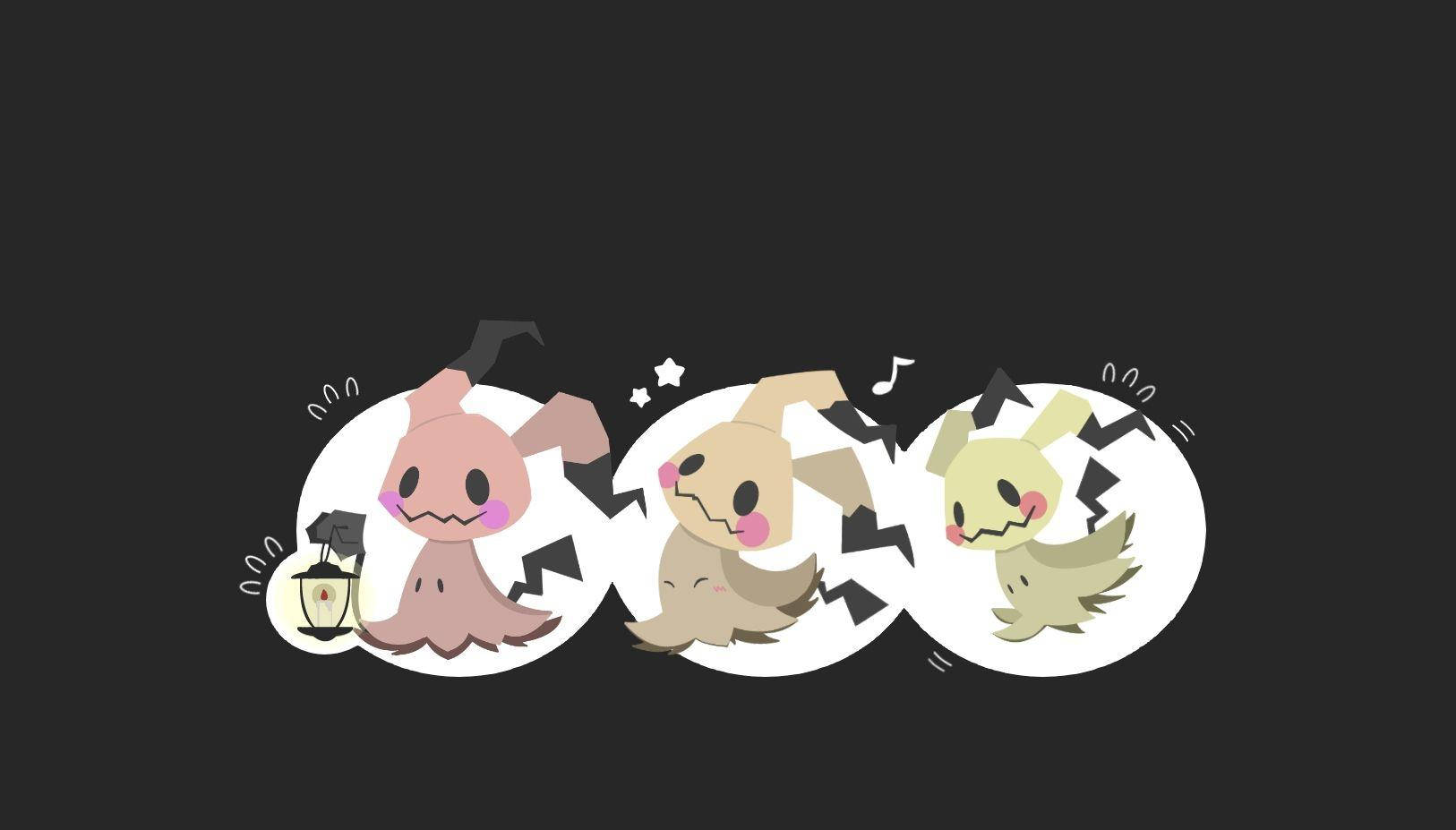 Mimikyu, ghost Pokémon, circular frames, HD Desktop Wallpaper